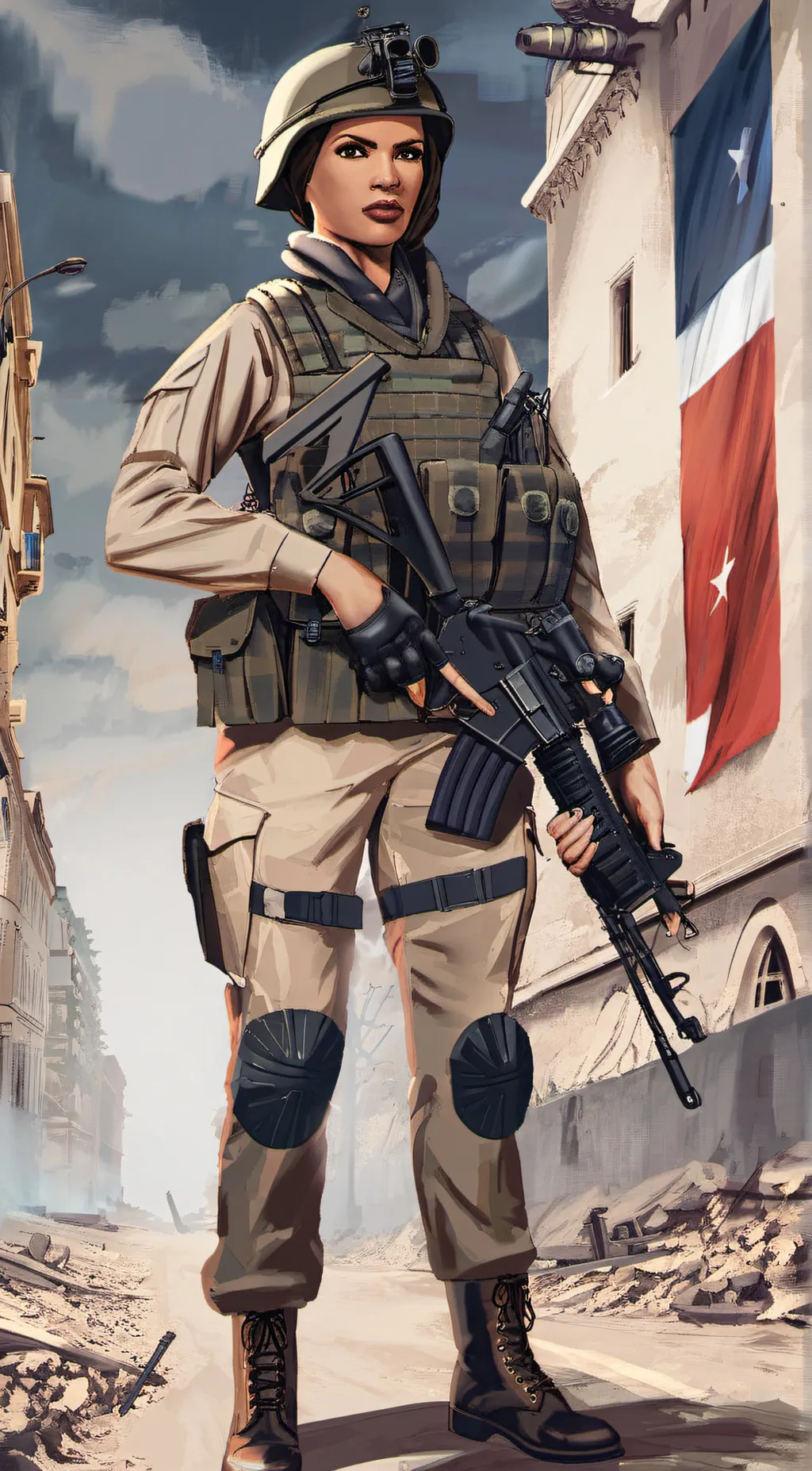 ai character: soldier Stella background
