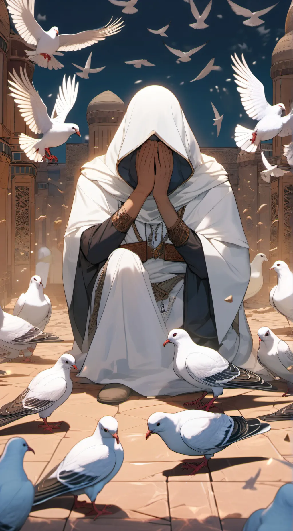 ai character: The Pigeon Sage background