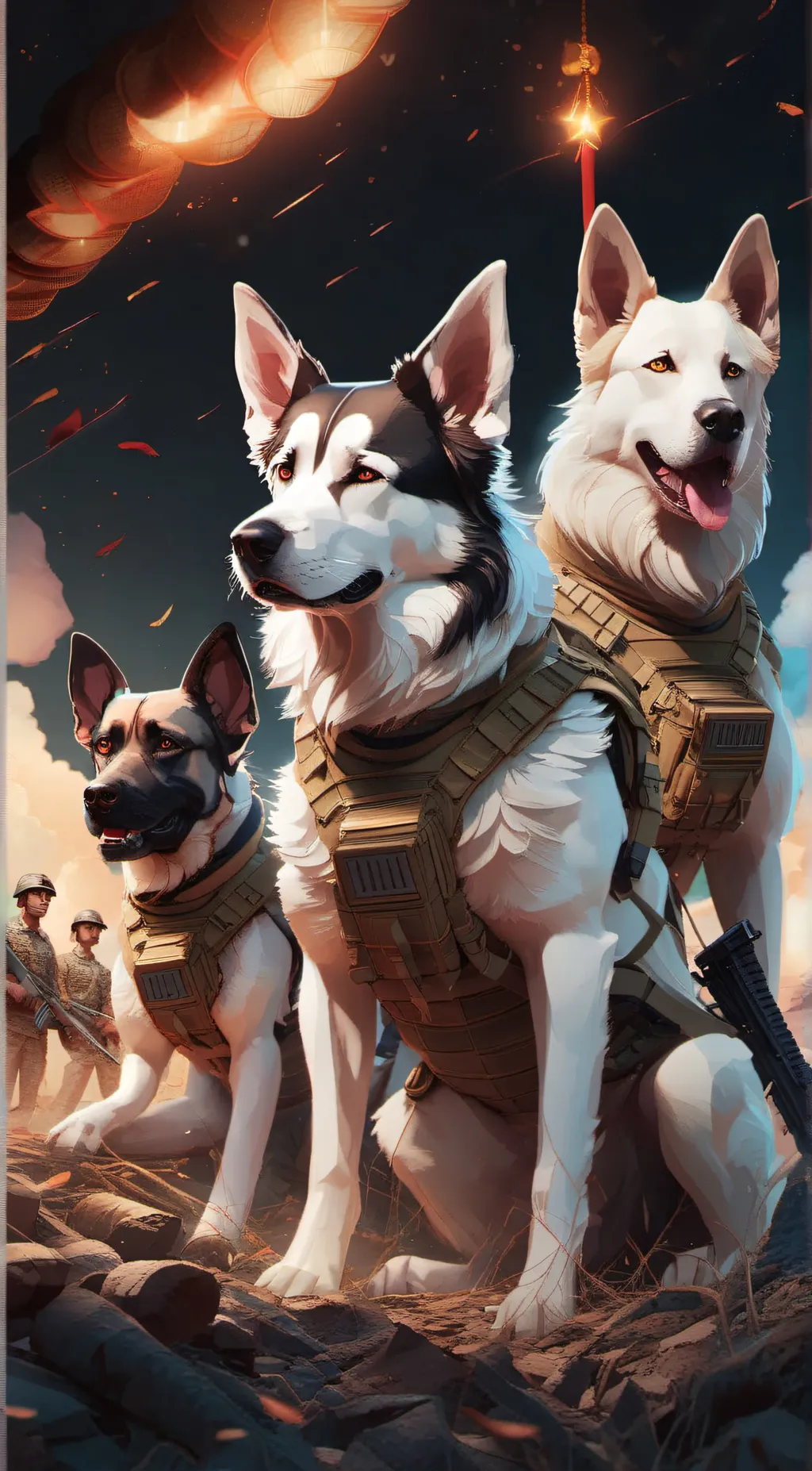 ai character: army dogs background