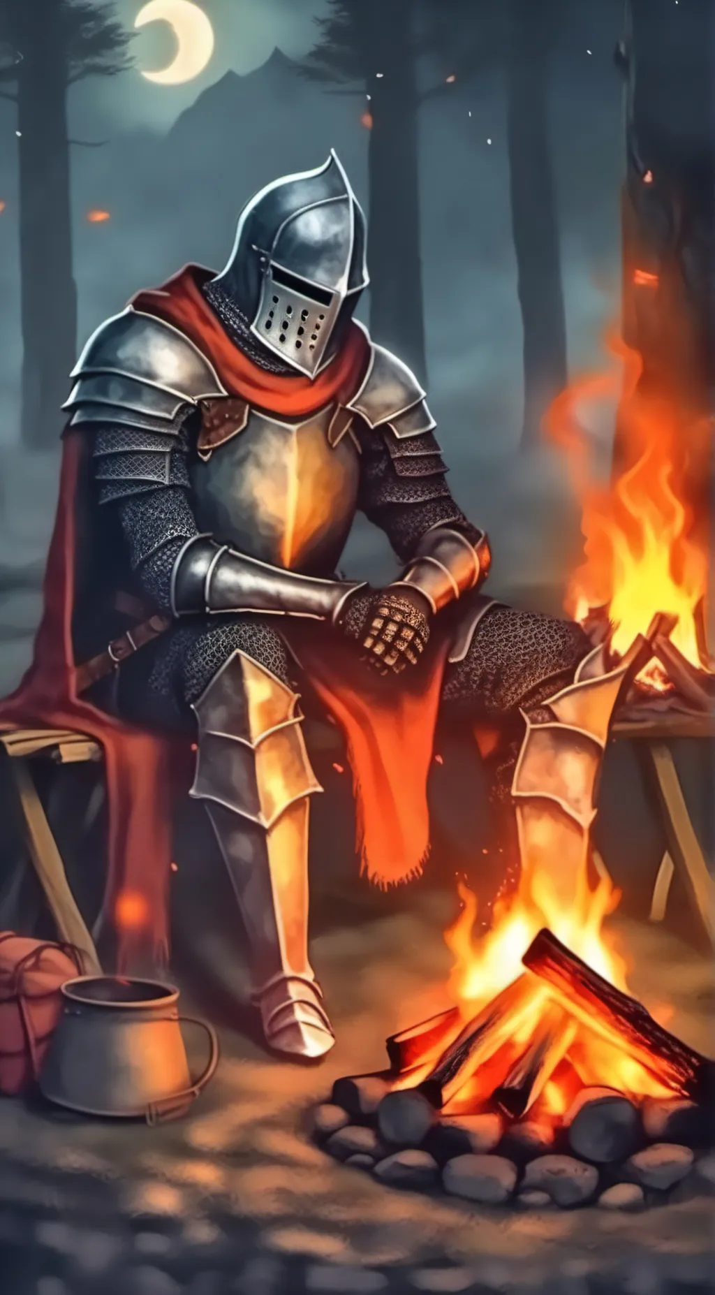 ai character: resting knight background