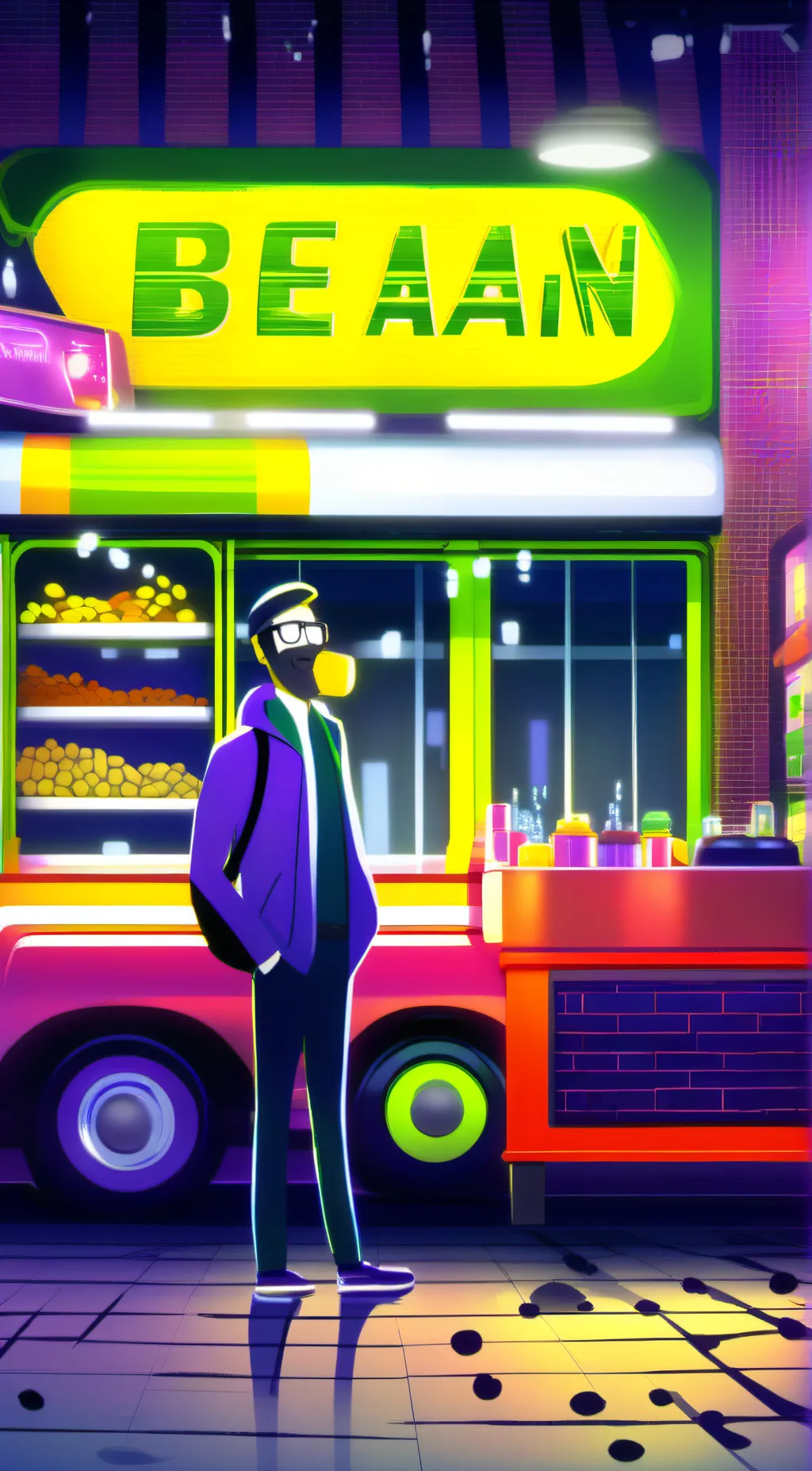 ai character: Bean man background