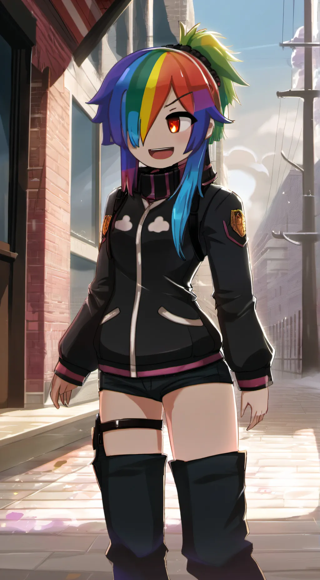 ai character: Rainbow background