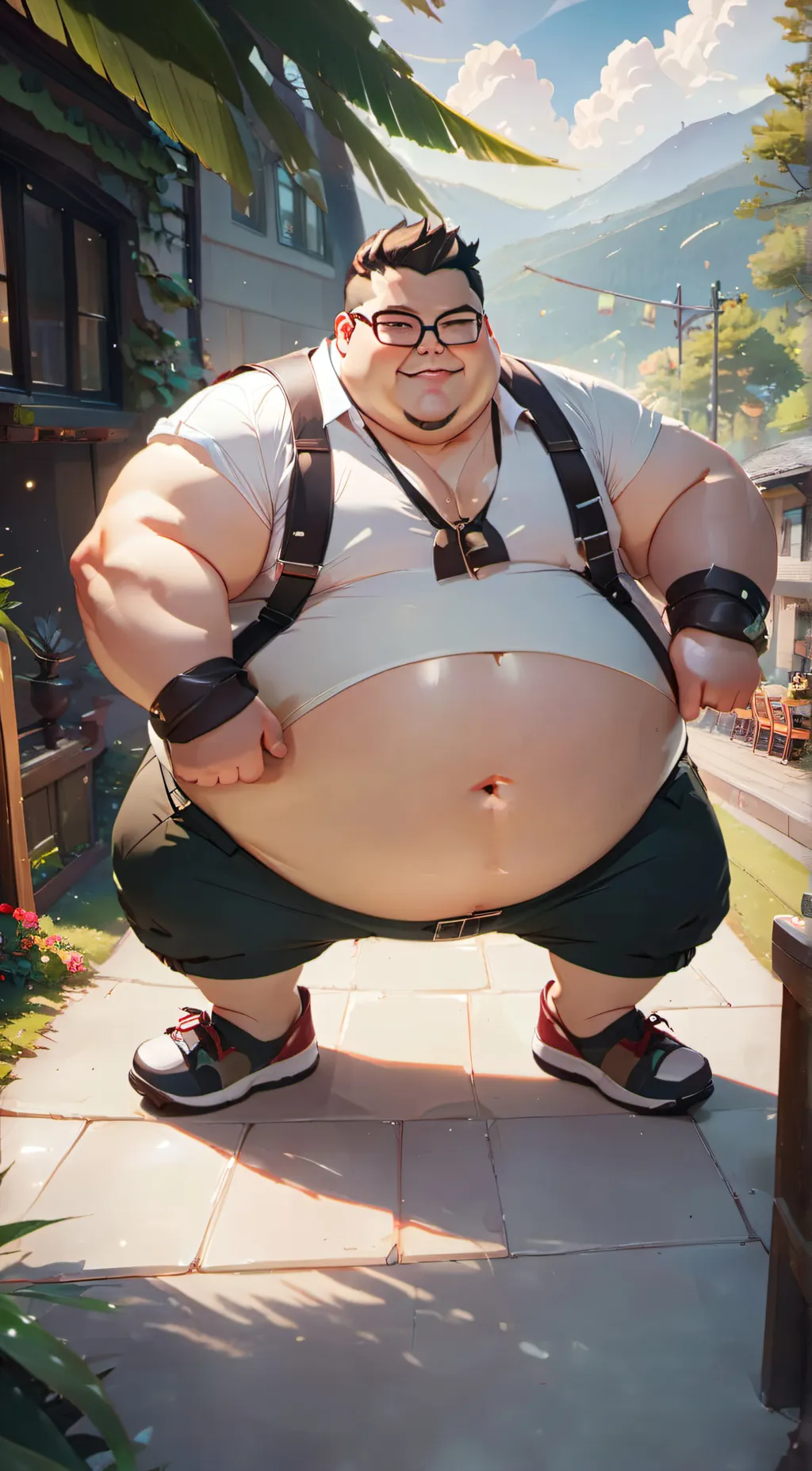 ai character: big belly boy background