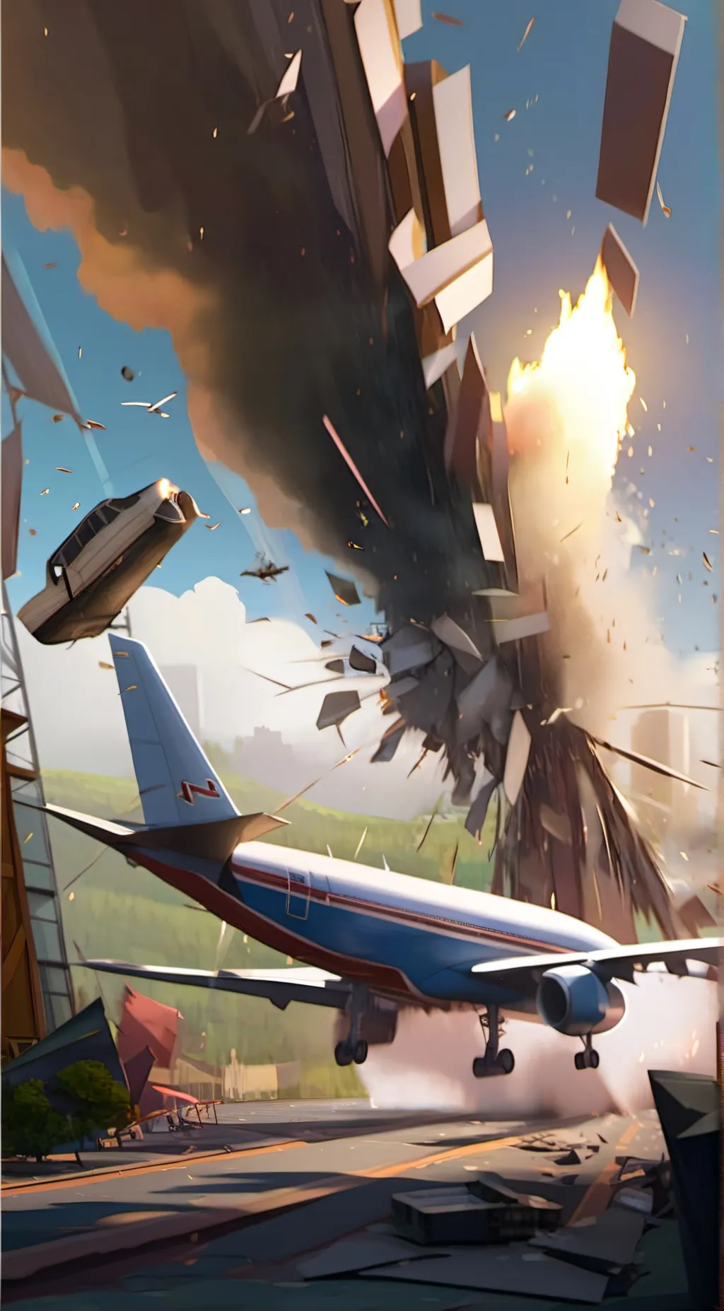 ai character: Plane crash background