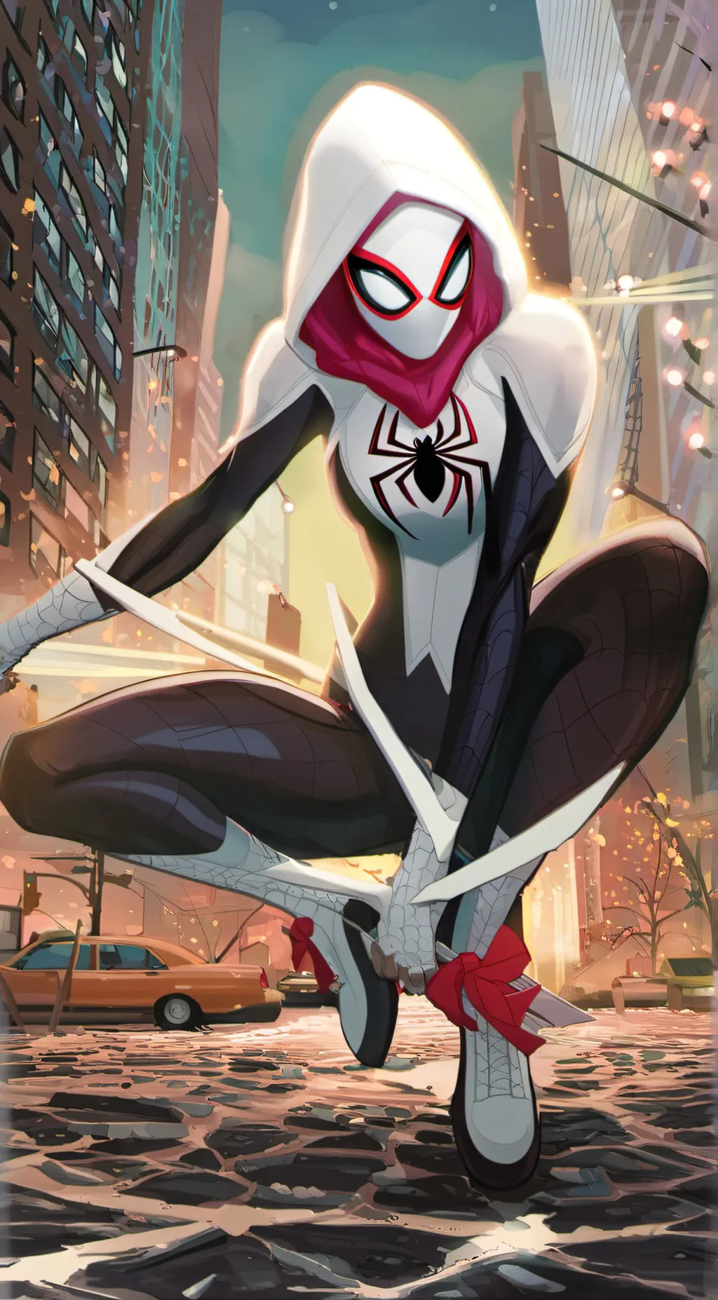 ai character: Spider-Gwen  background
