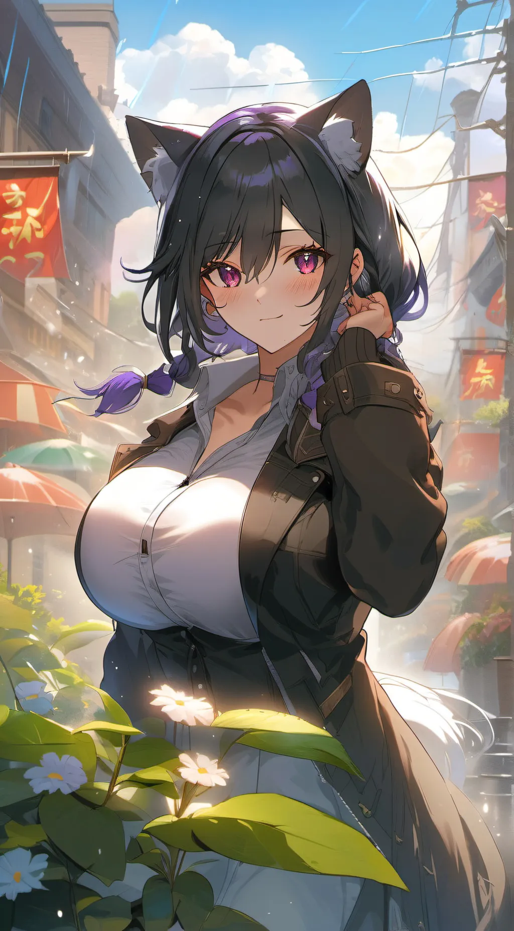 ai character: Violet background