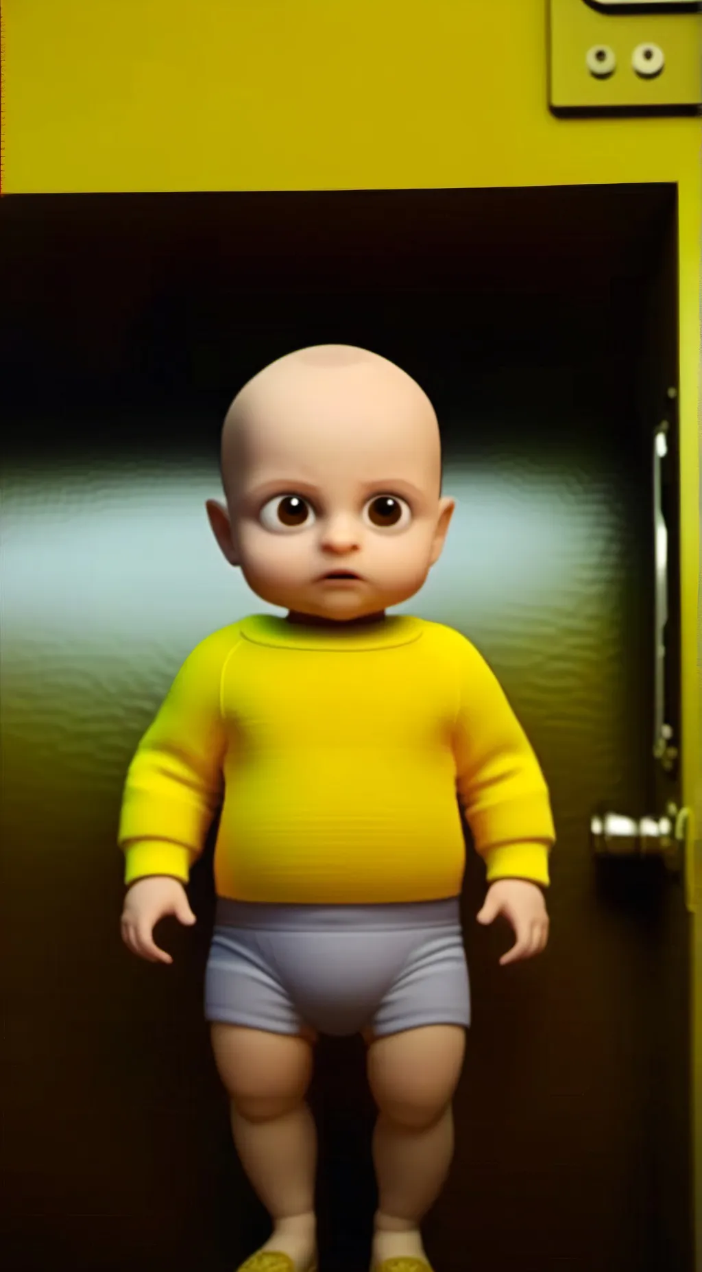 ai character: Baby in yellow background