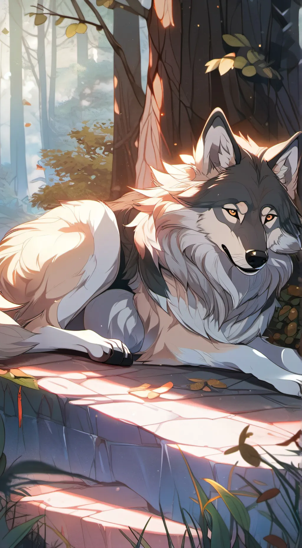 ai character: Female wolf background