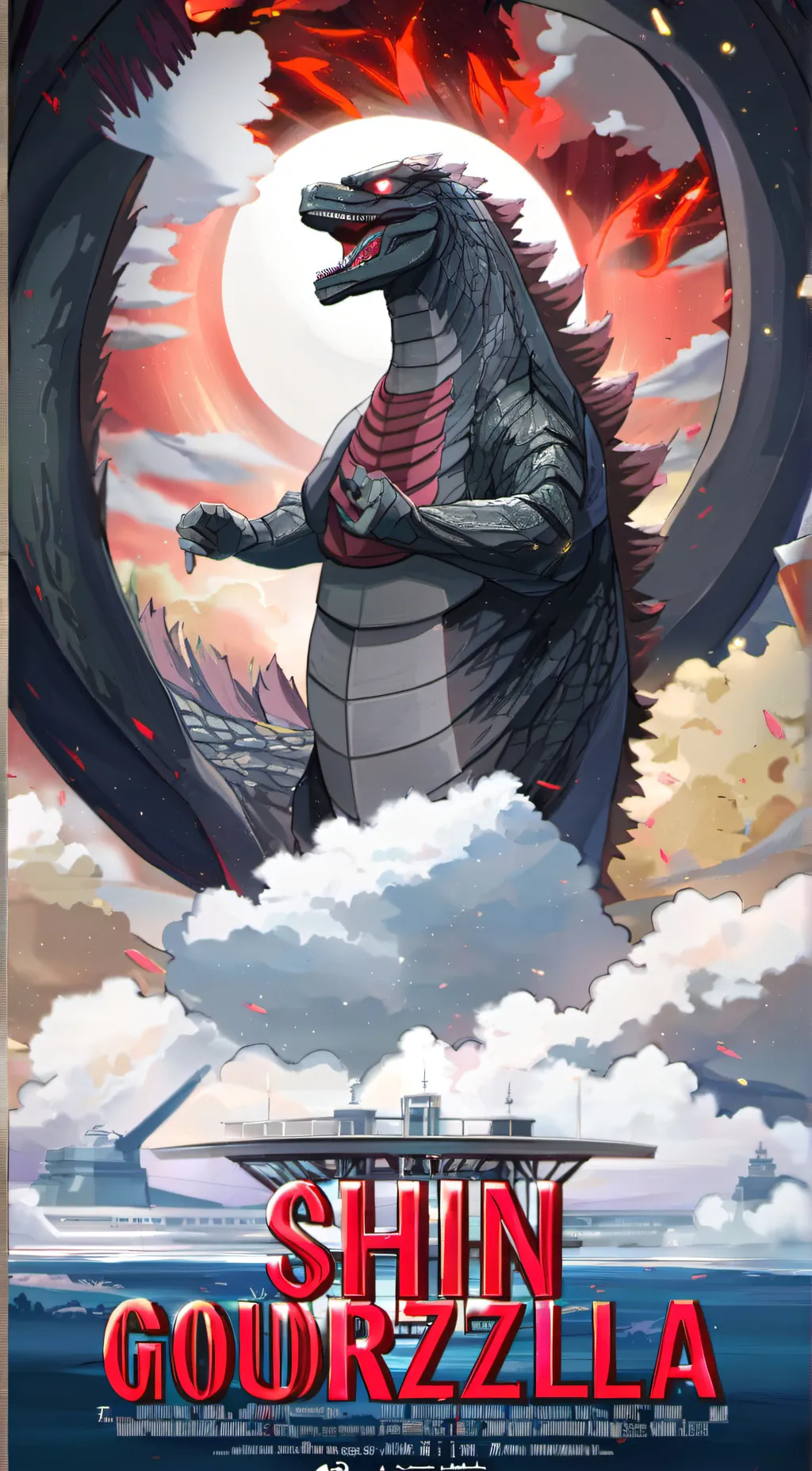 ai character: shin godzilla  background