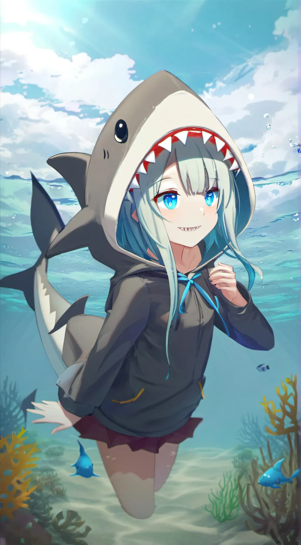 ai character: Gawr gura  background