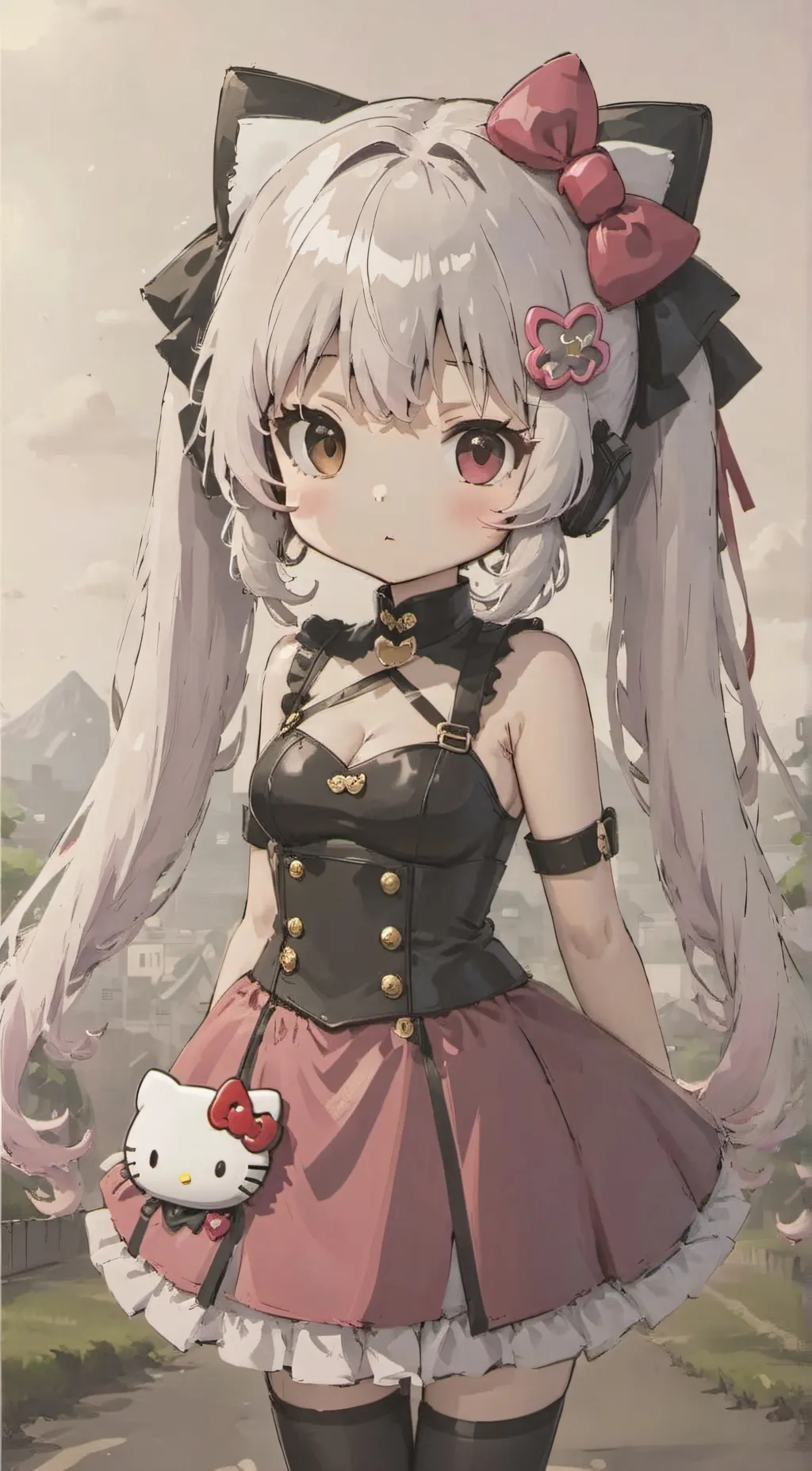 ai character: Hello kitty  background