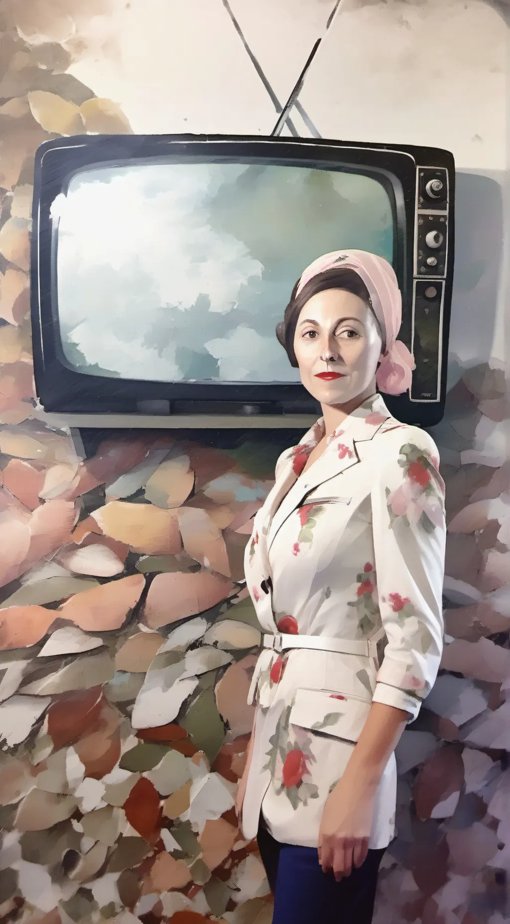 ai character: sus tv woman  background