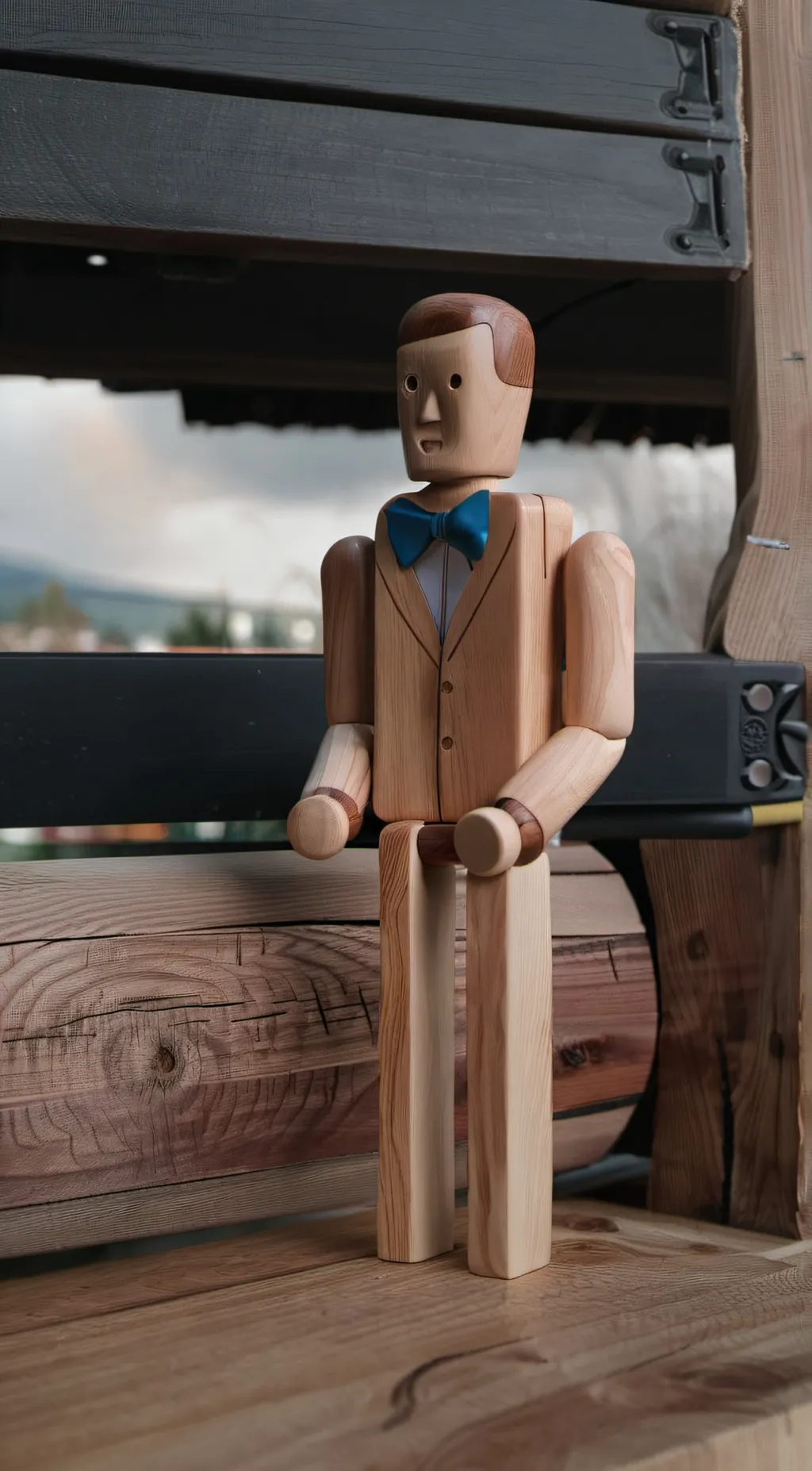 ai character: wooden guy background
