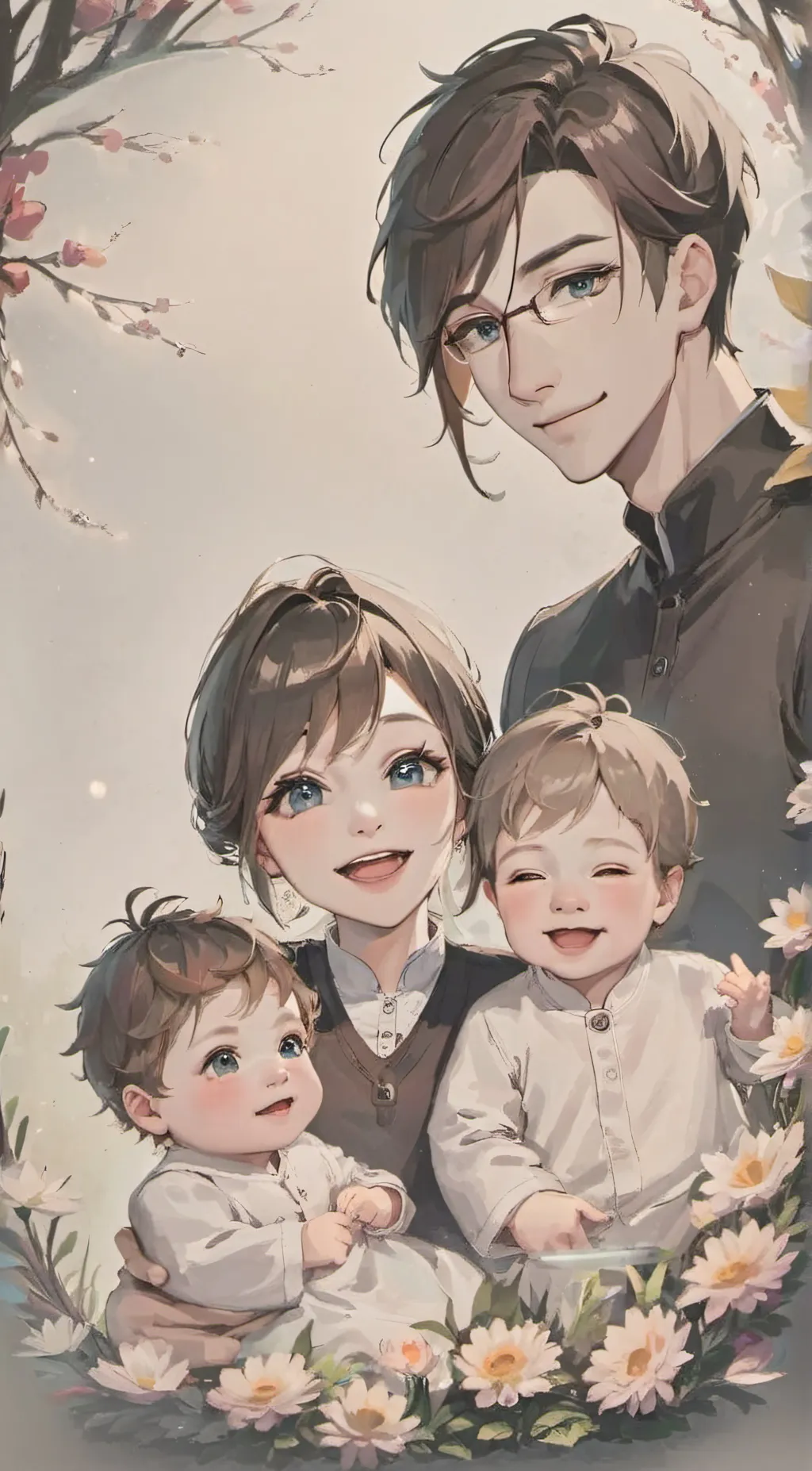 ai character: A cute family background