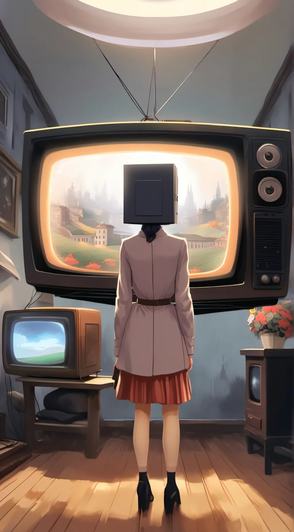 ai character: Tv woman background