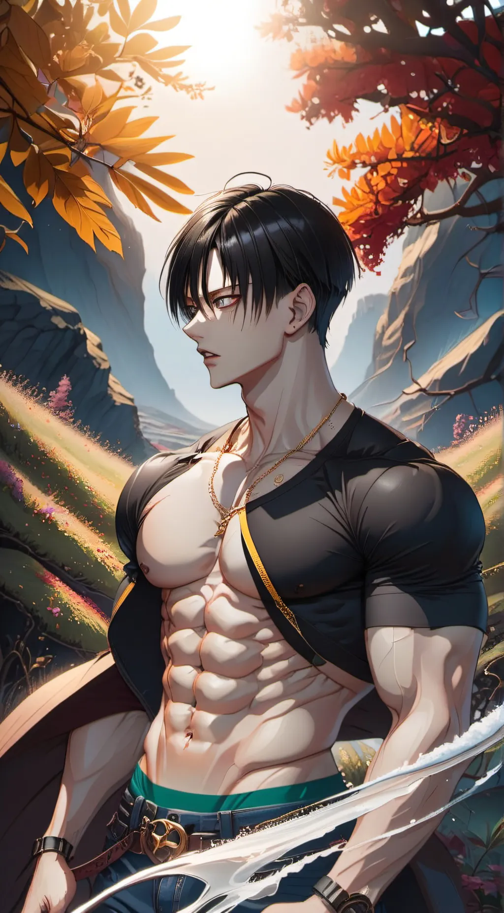 ai character: Sexy Levi Ackerman background