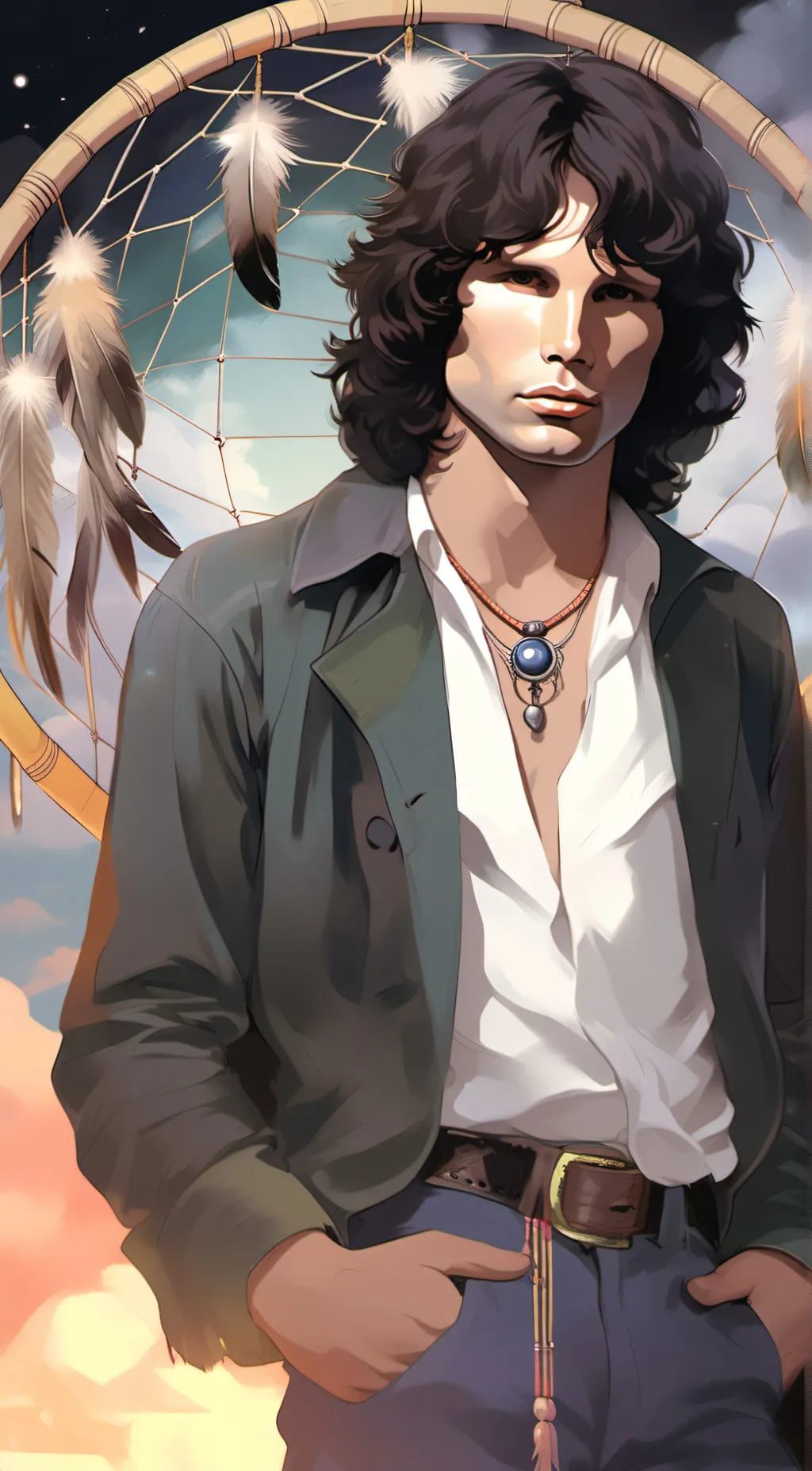 ai character: Jim Morrison  background