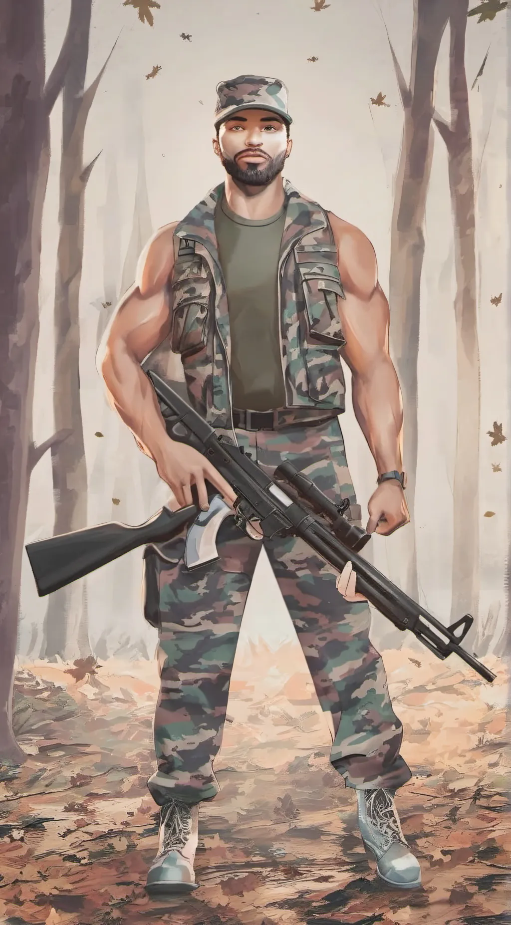 ai character: Army Winchester  background