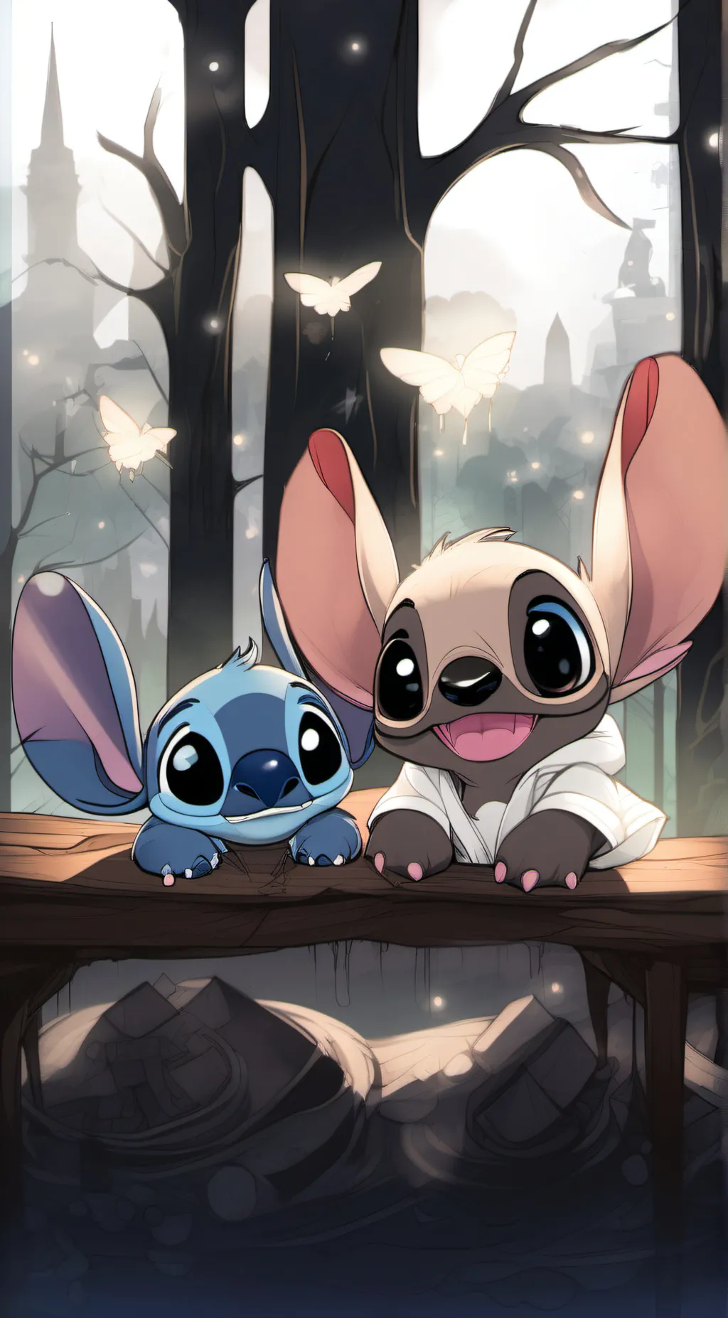 ai character: stitch  background