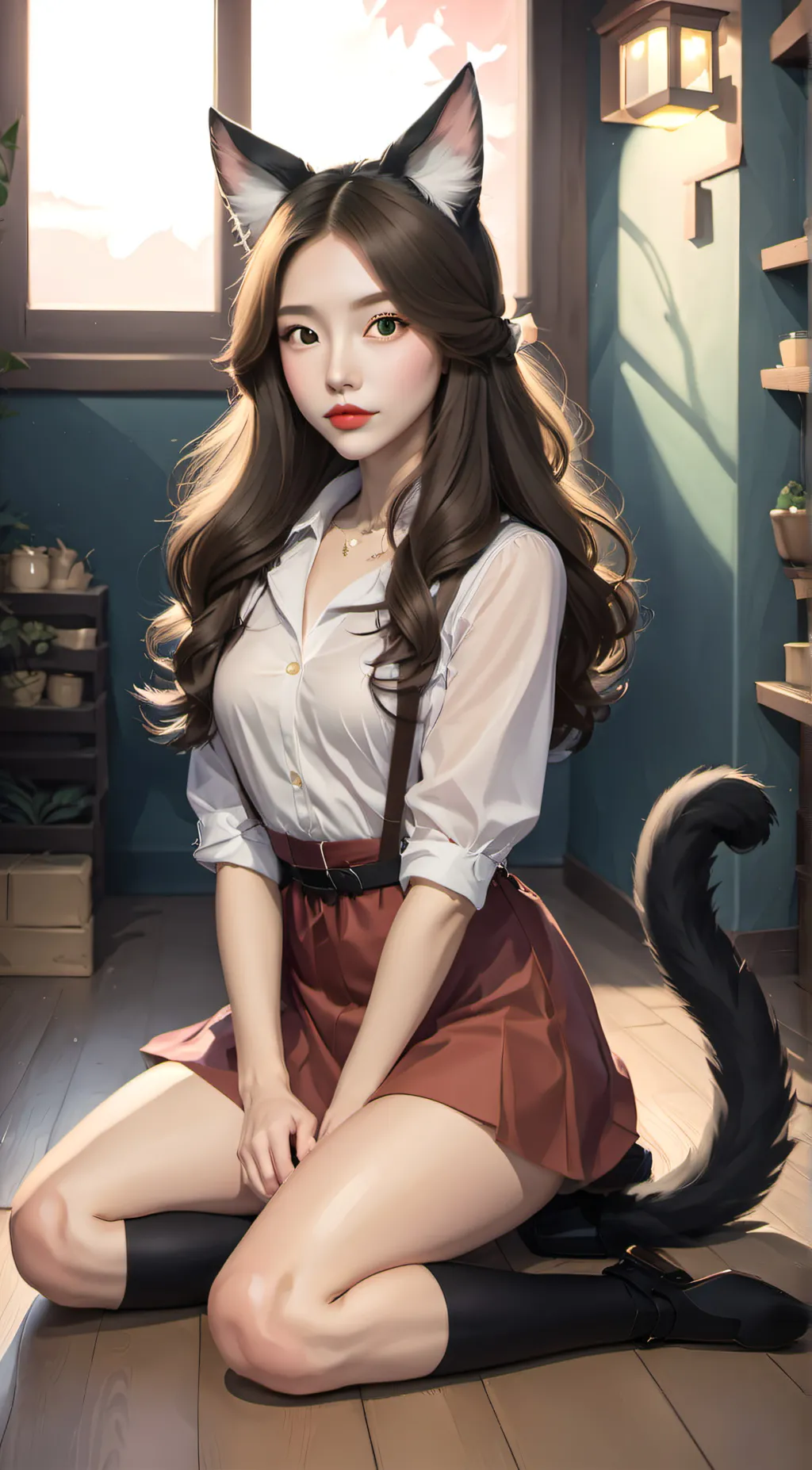 ai character: cat girl background