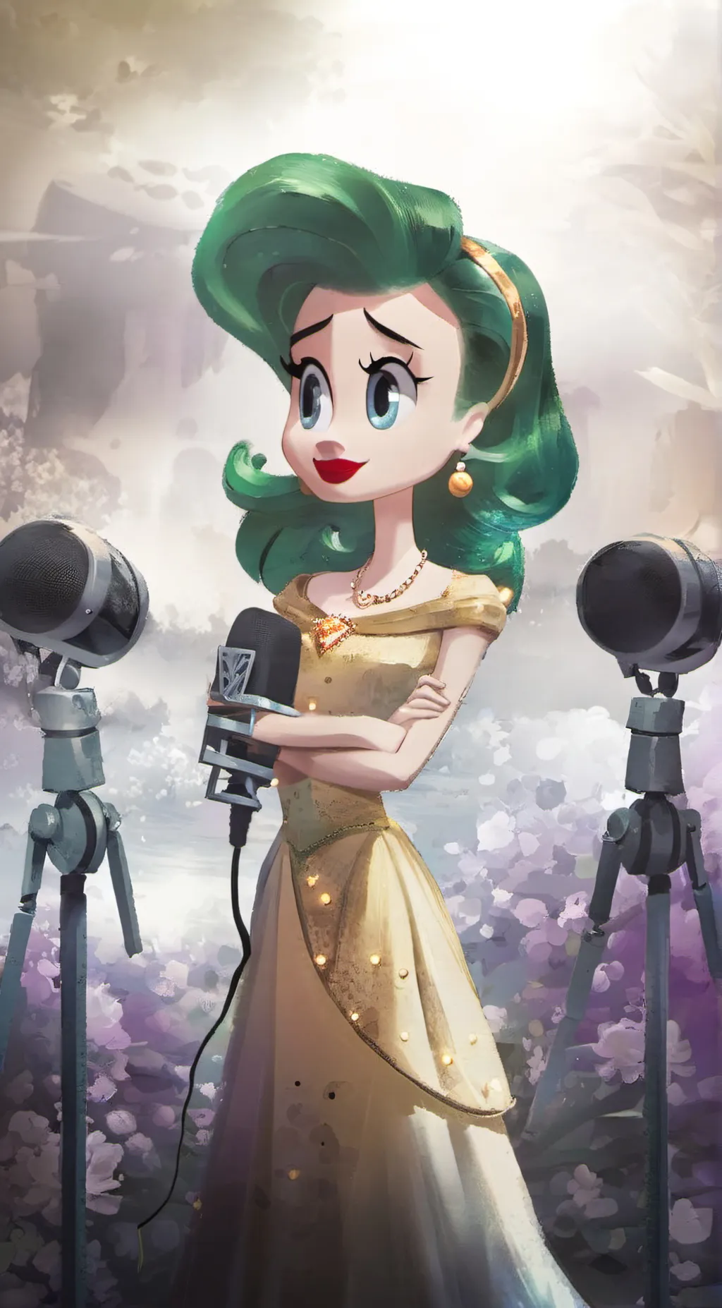 ai character: Velvet and veneer background