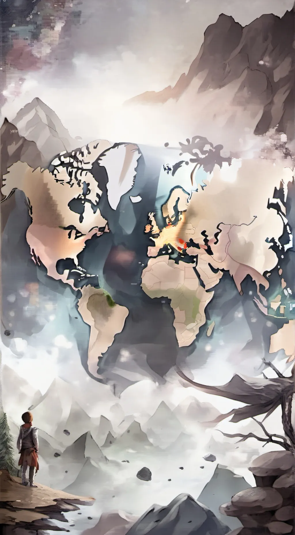 ai character: World Map background