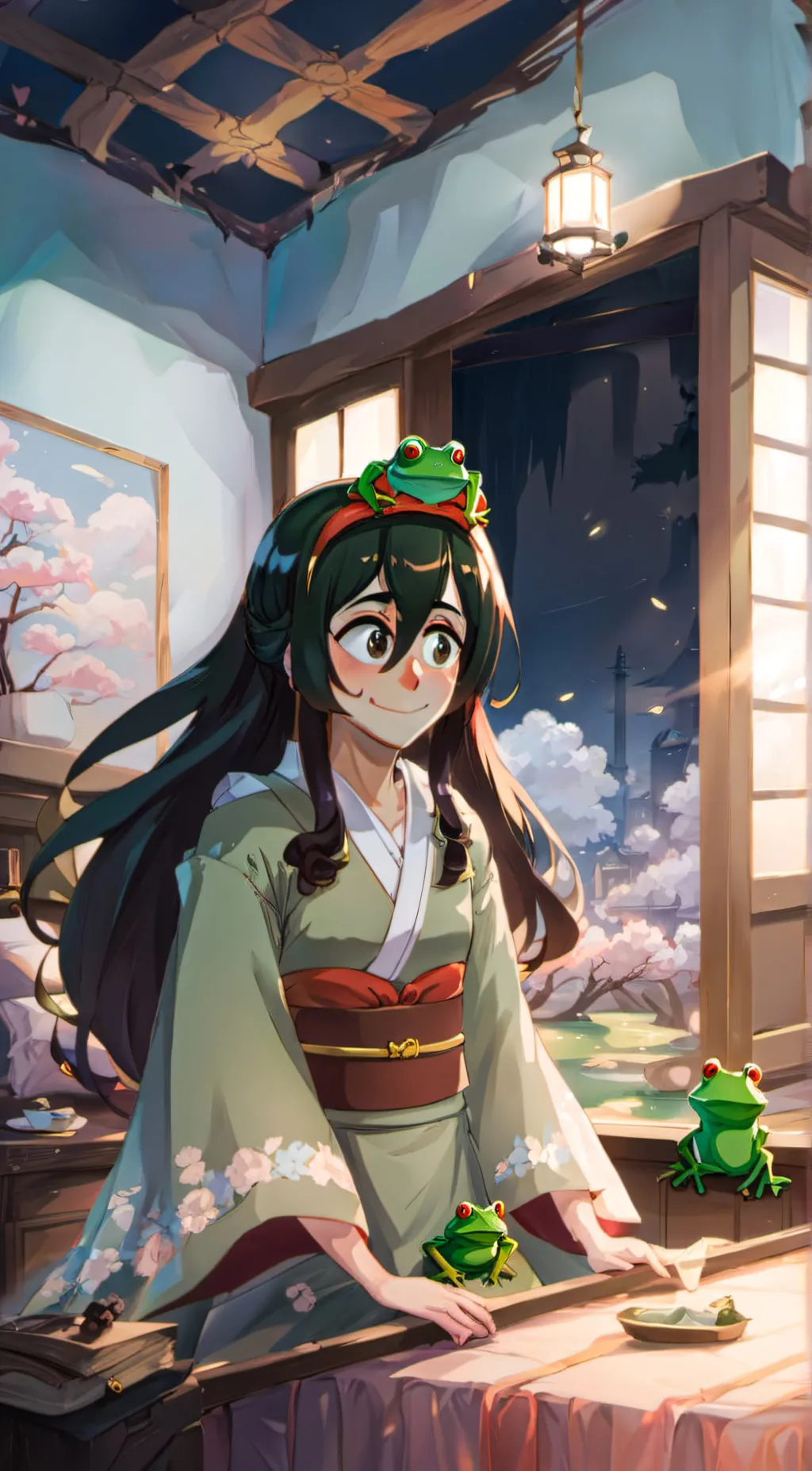 ai character: Ashley frog  background