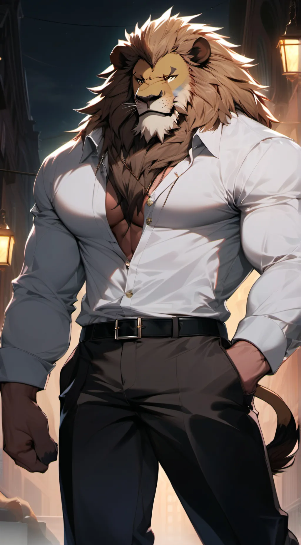 ai character: Lion Daddy Beast  background