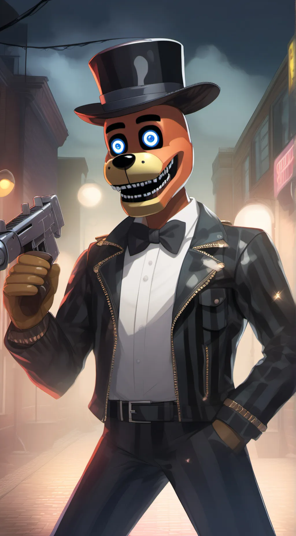 ai character: Glam rock Freddy background