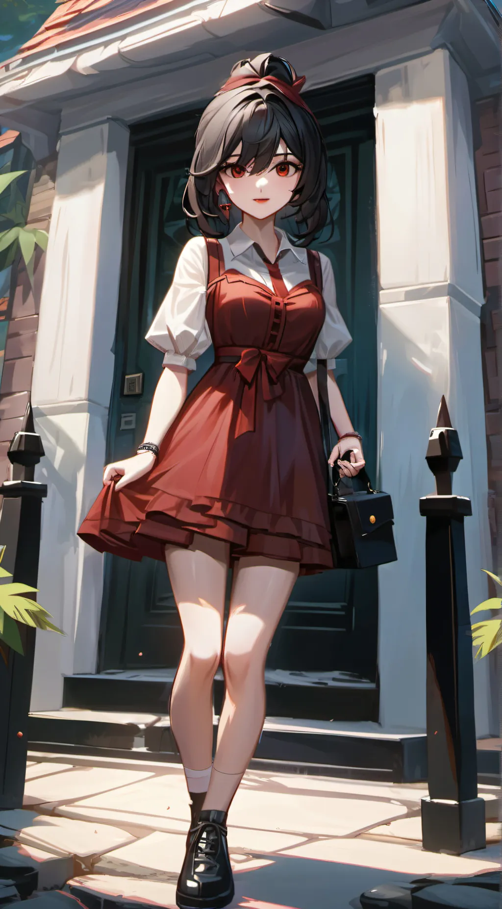 ai character: RedDressGirl  background