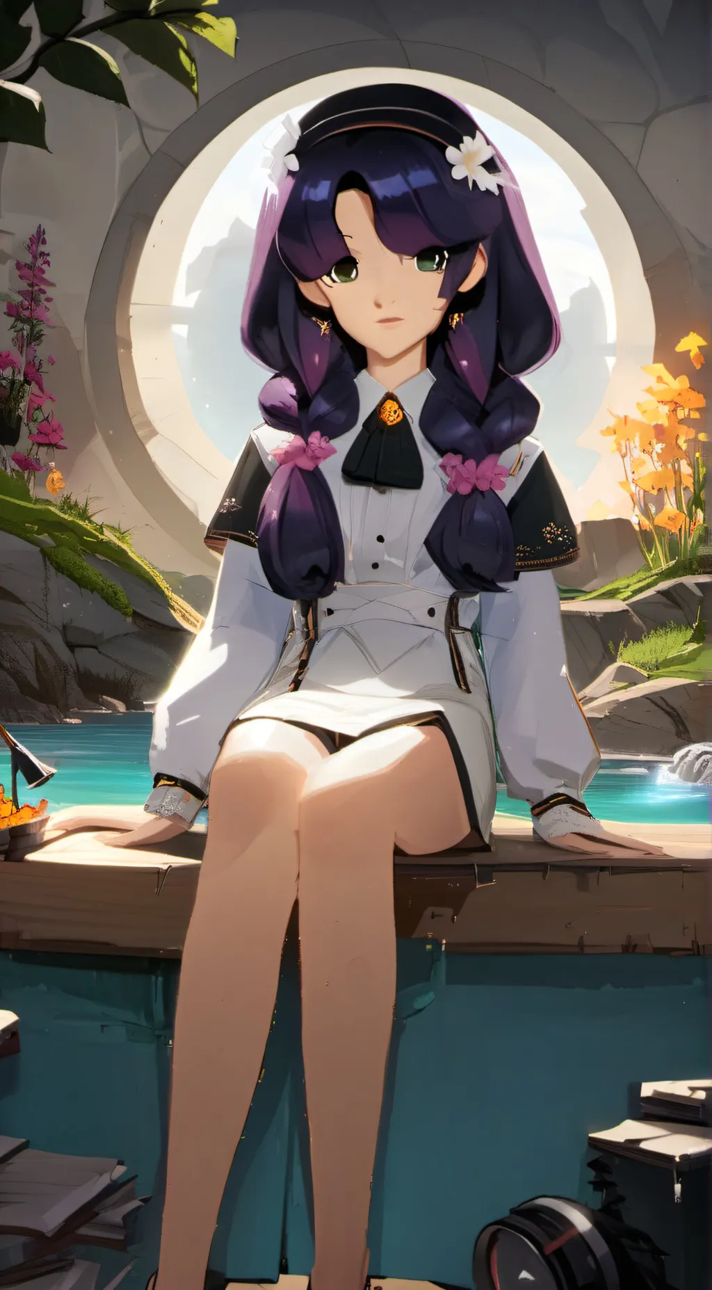 ai character: Violet background