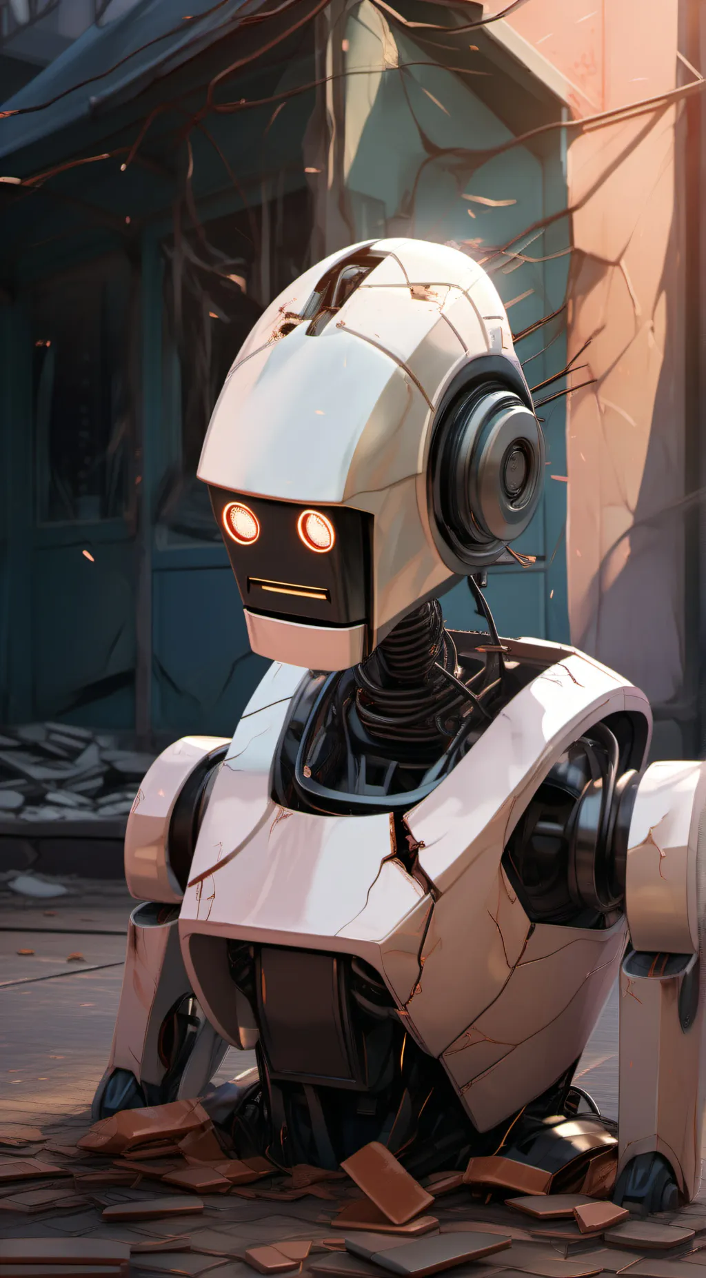 ai character: broken robot background