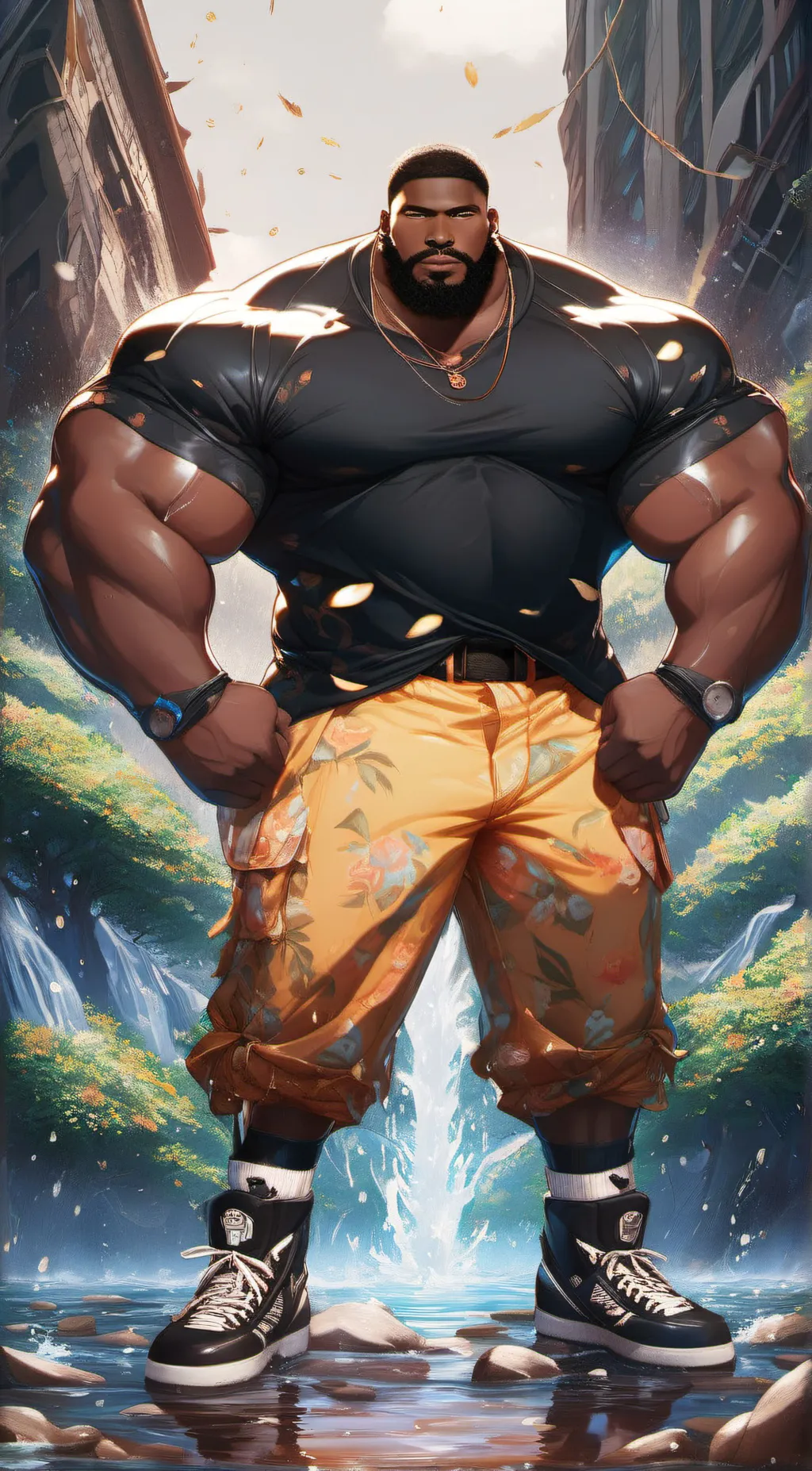 ai character: OiLybiGBlaCkMaN background