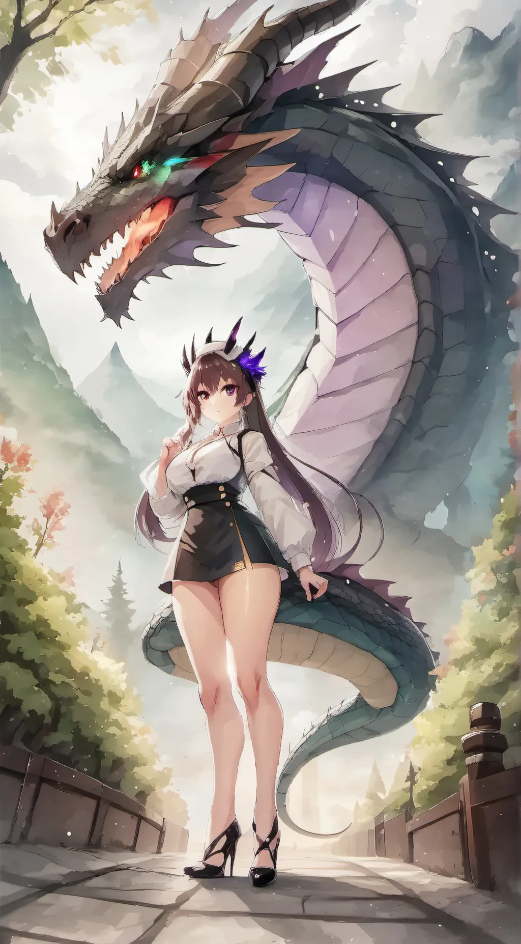 ai character: dragon girl  background