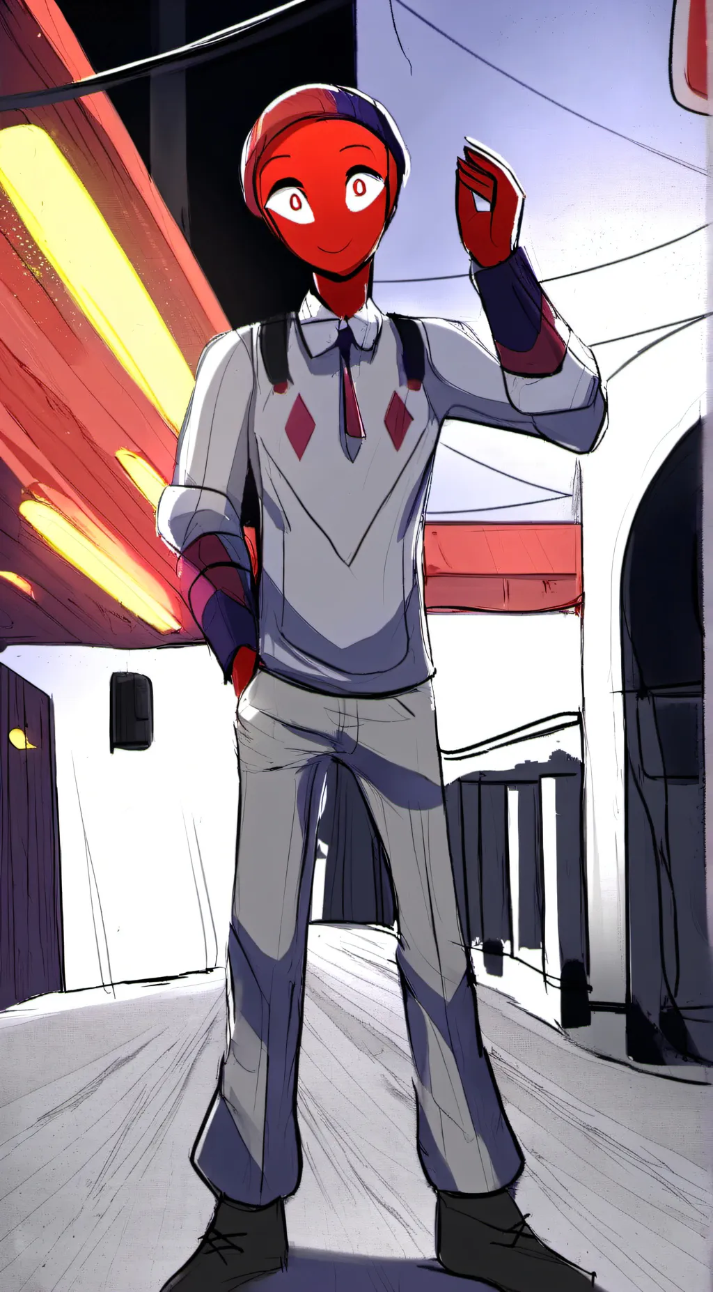 ai character: Red background