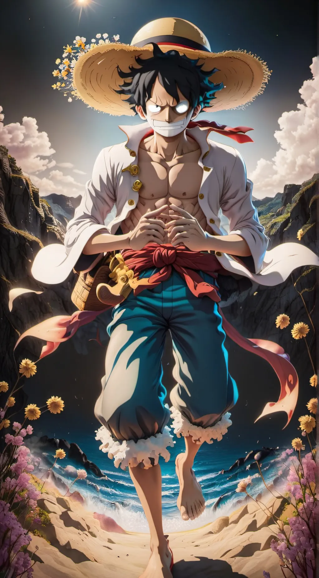 ai character: Monkey d luffy  background