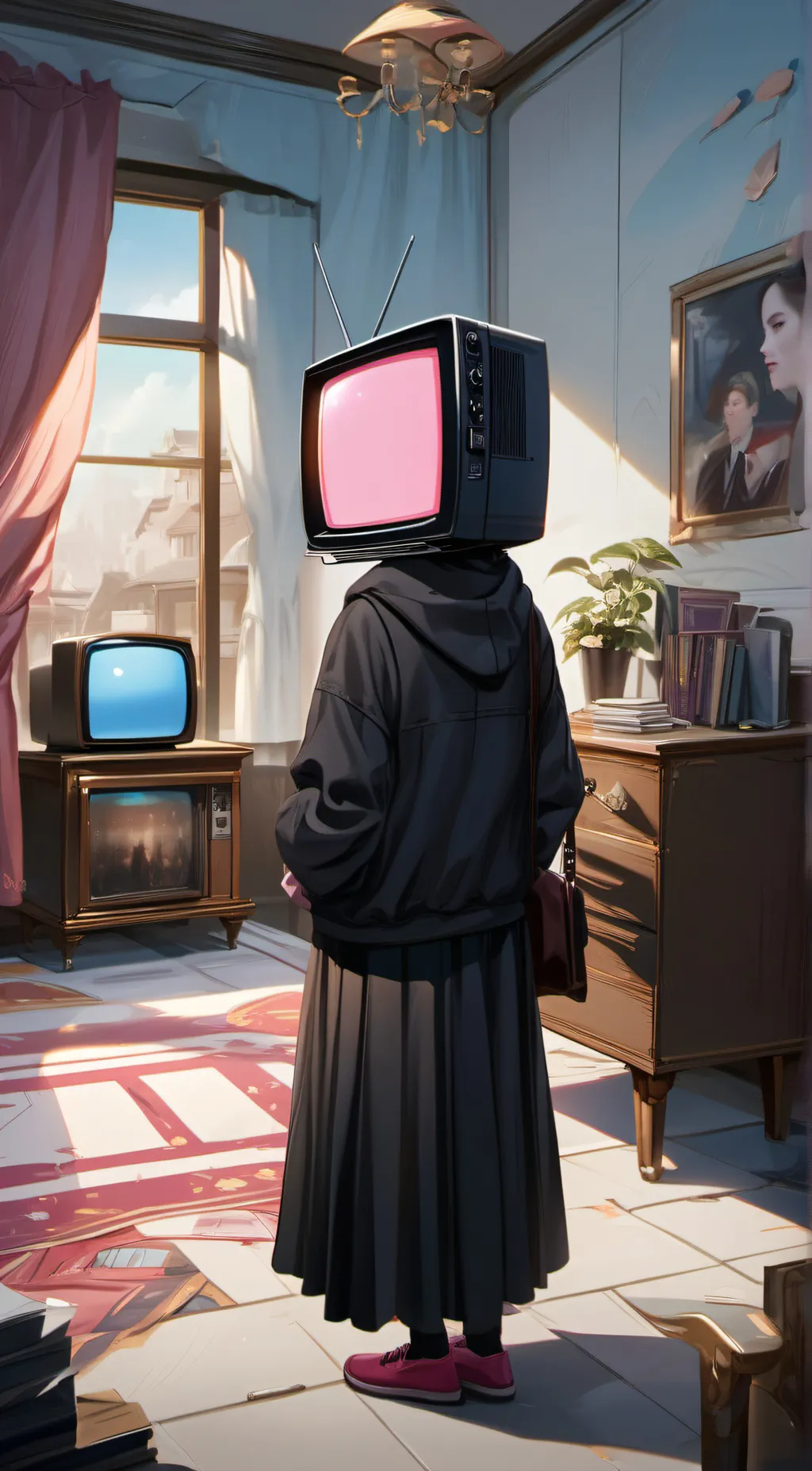 ai character: Vore tv woman background