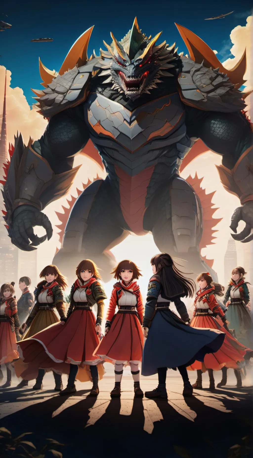 ai character: kaiju girls anguri background