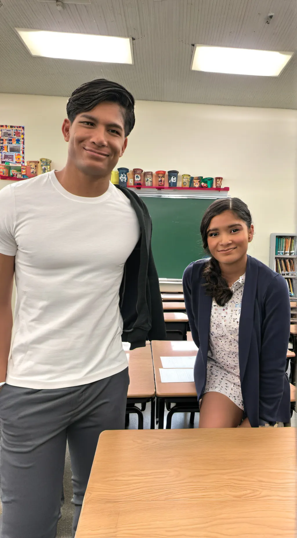 ai character: classroom background