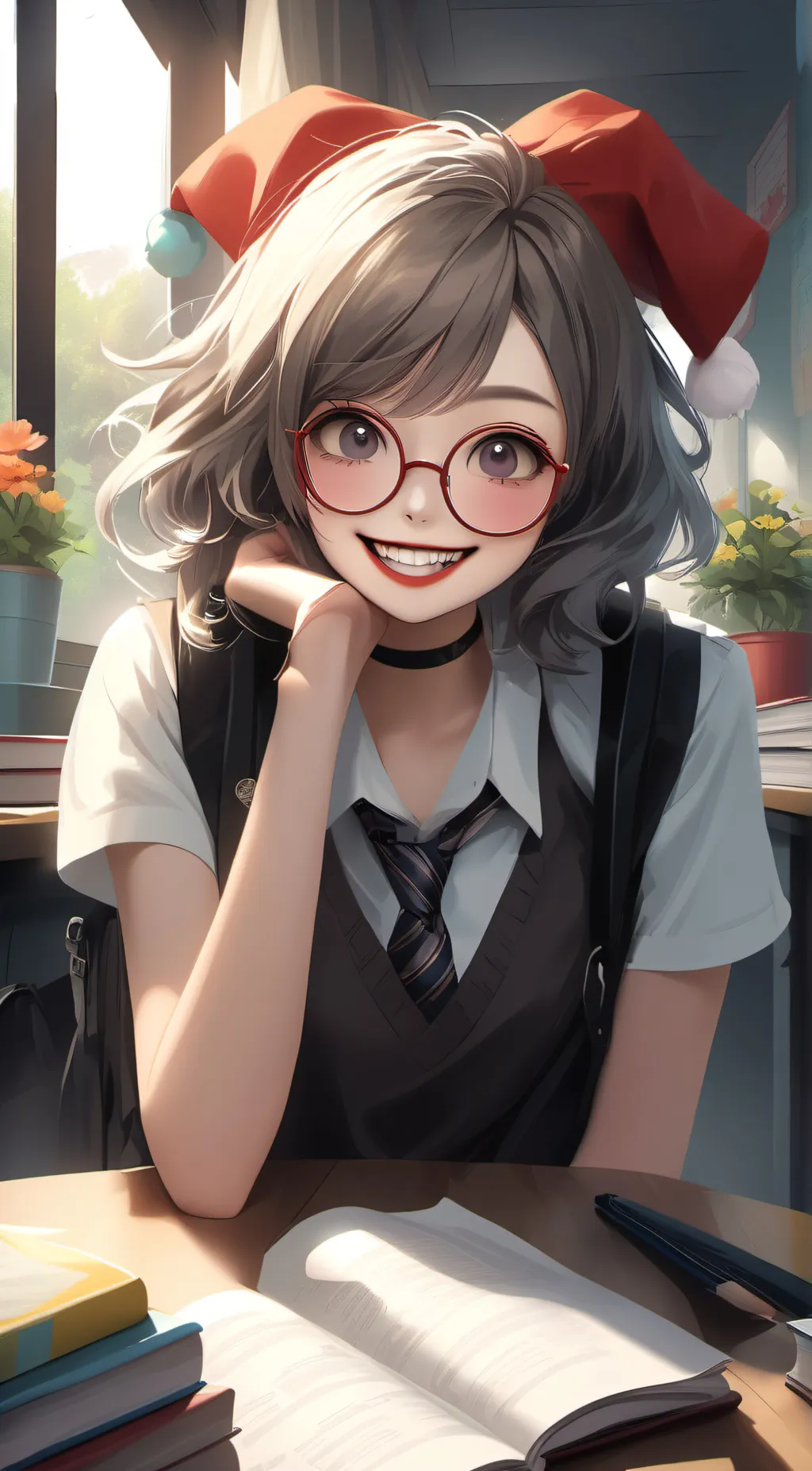 ai character: canny classclown  background