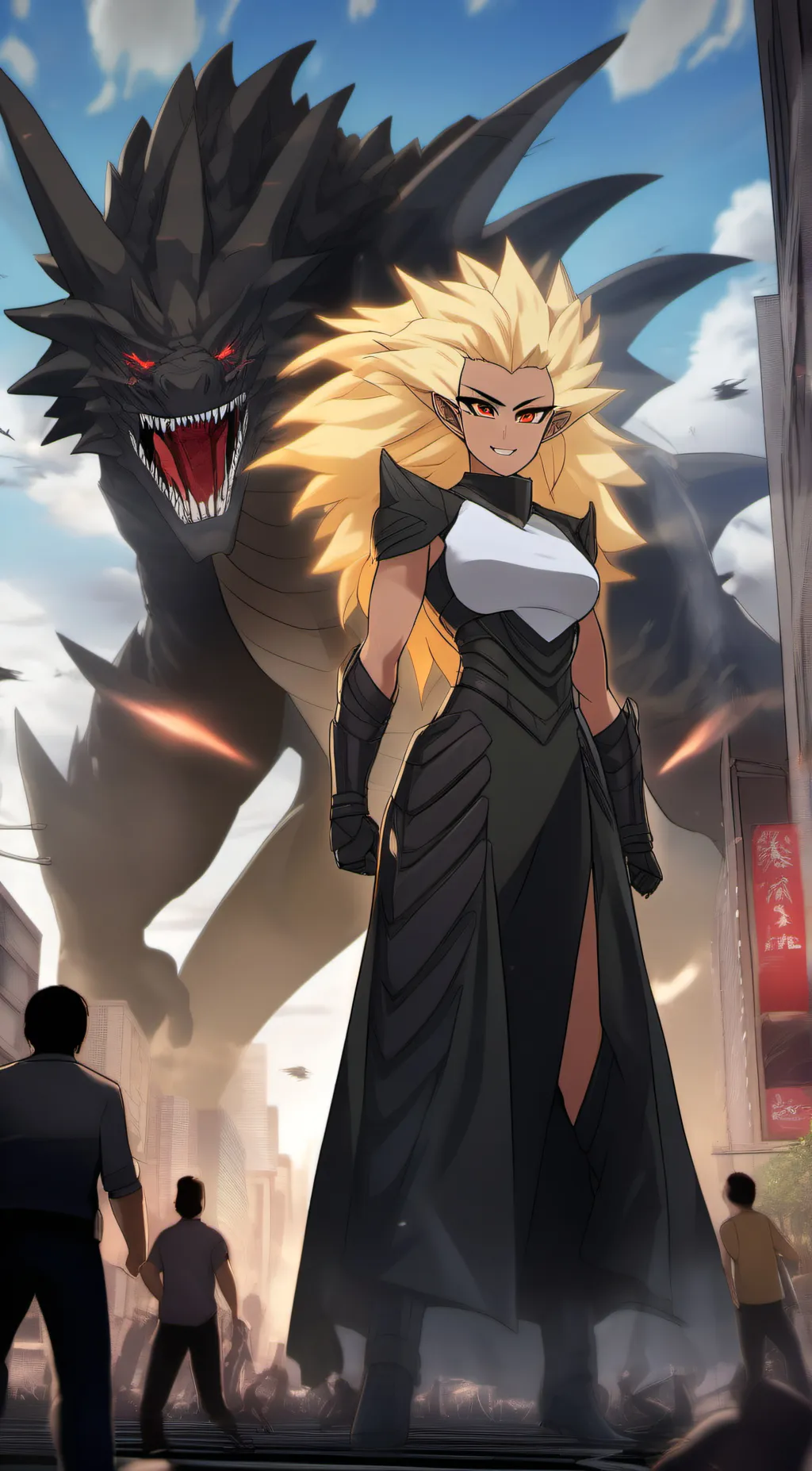 ai character: kaiju girls ghidor background
