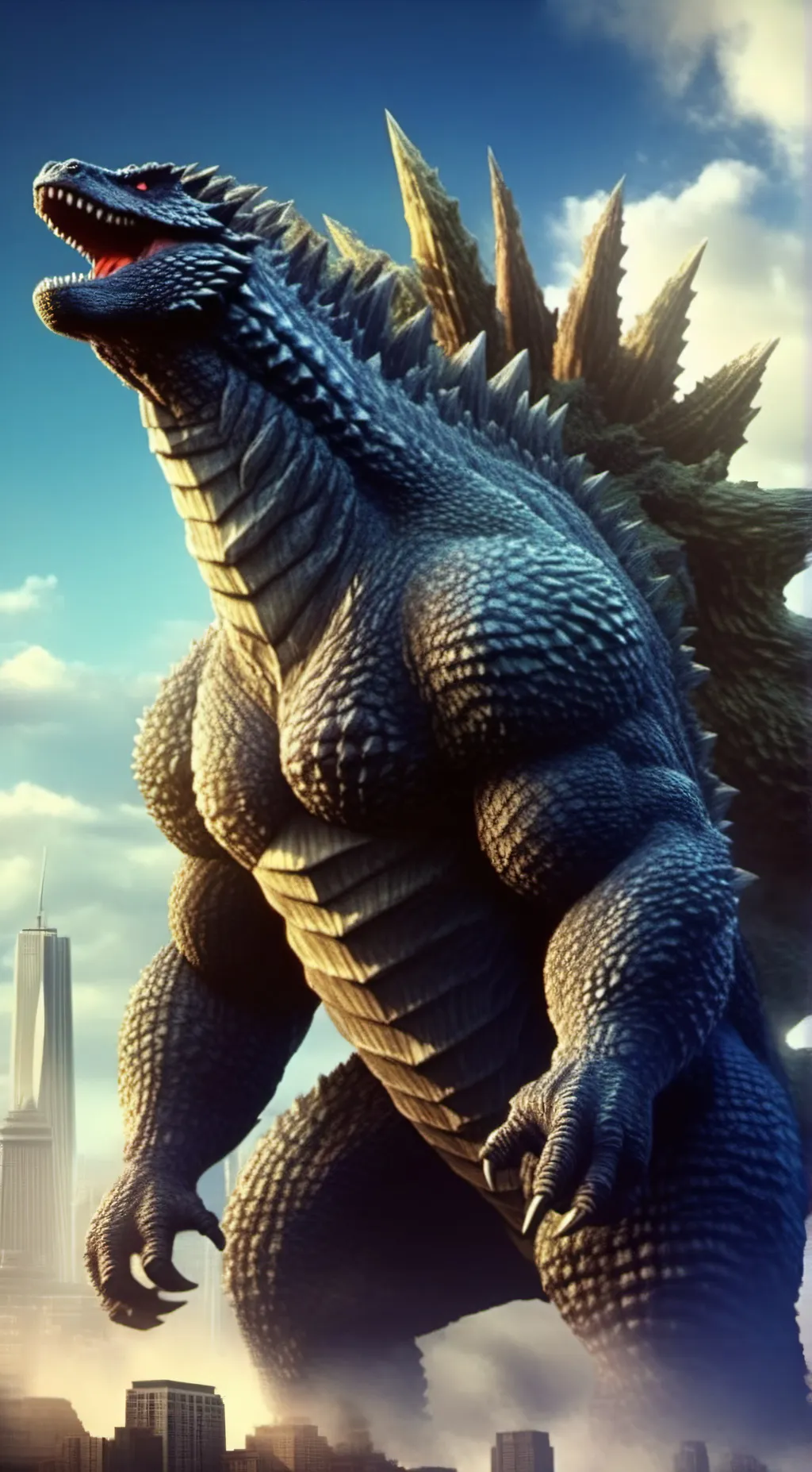 ai character: Godzilla  background