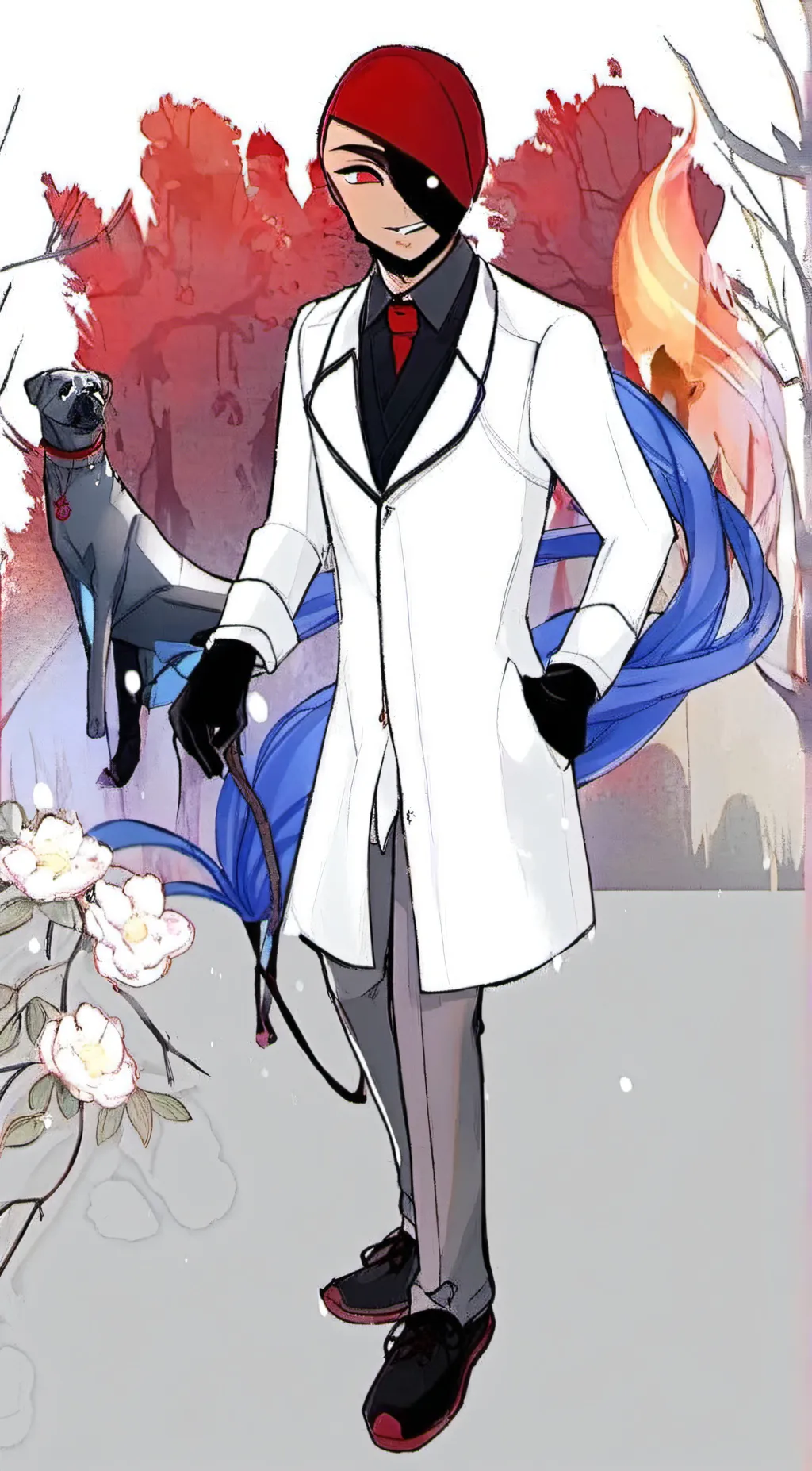 ai character: Red (sus) background