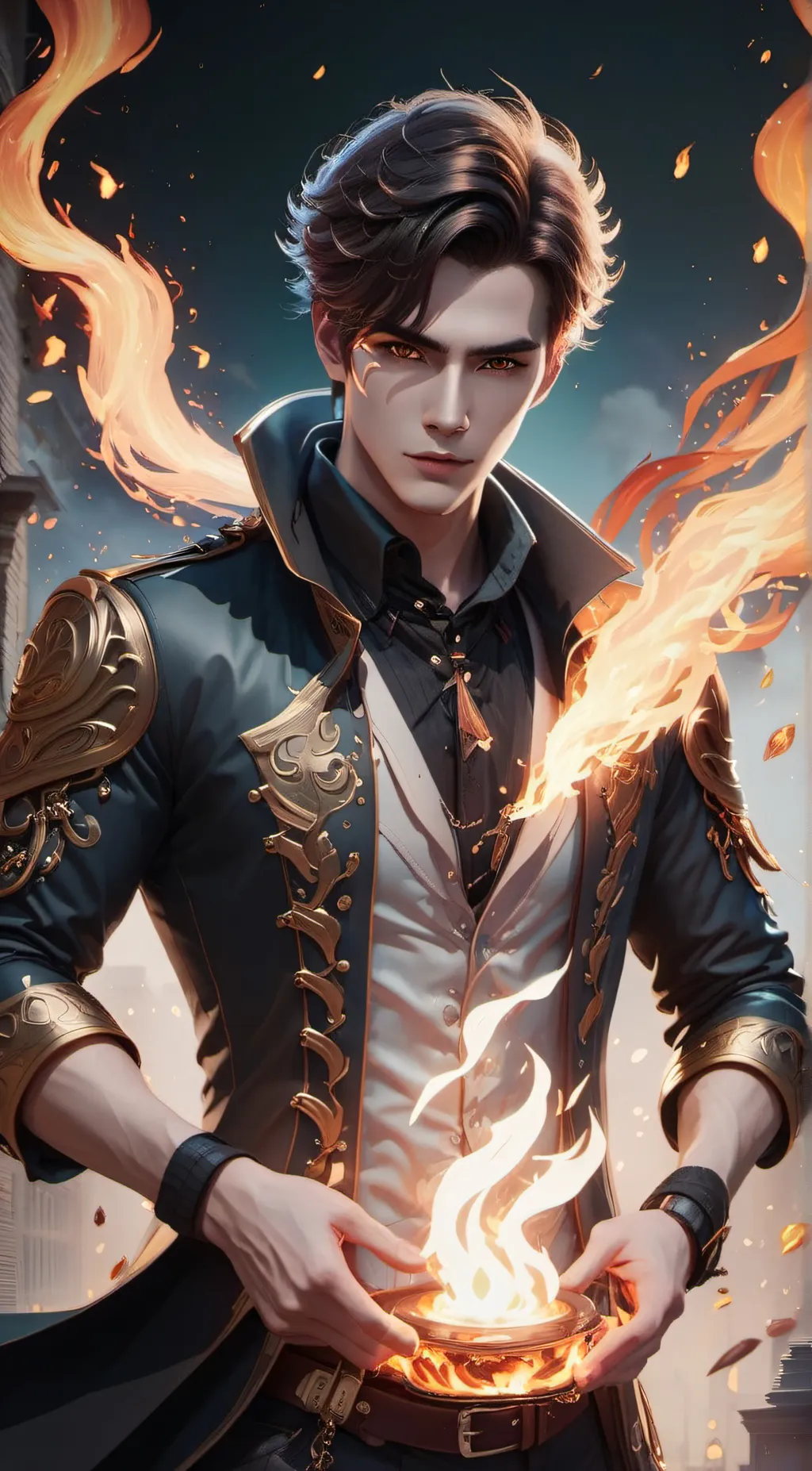 ai character: fire boy background