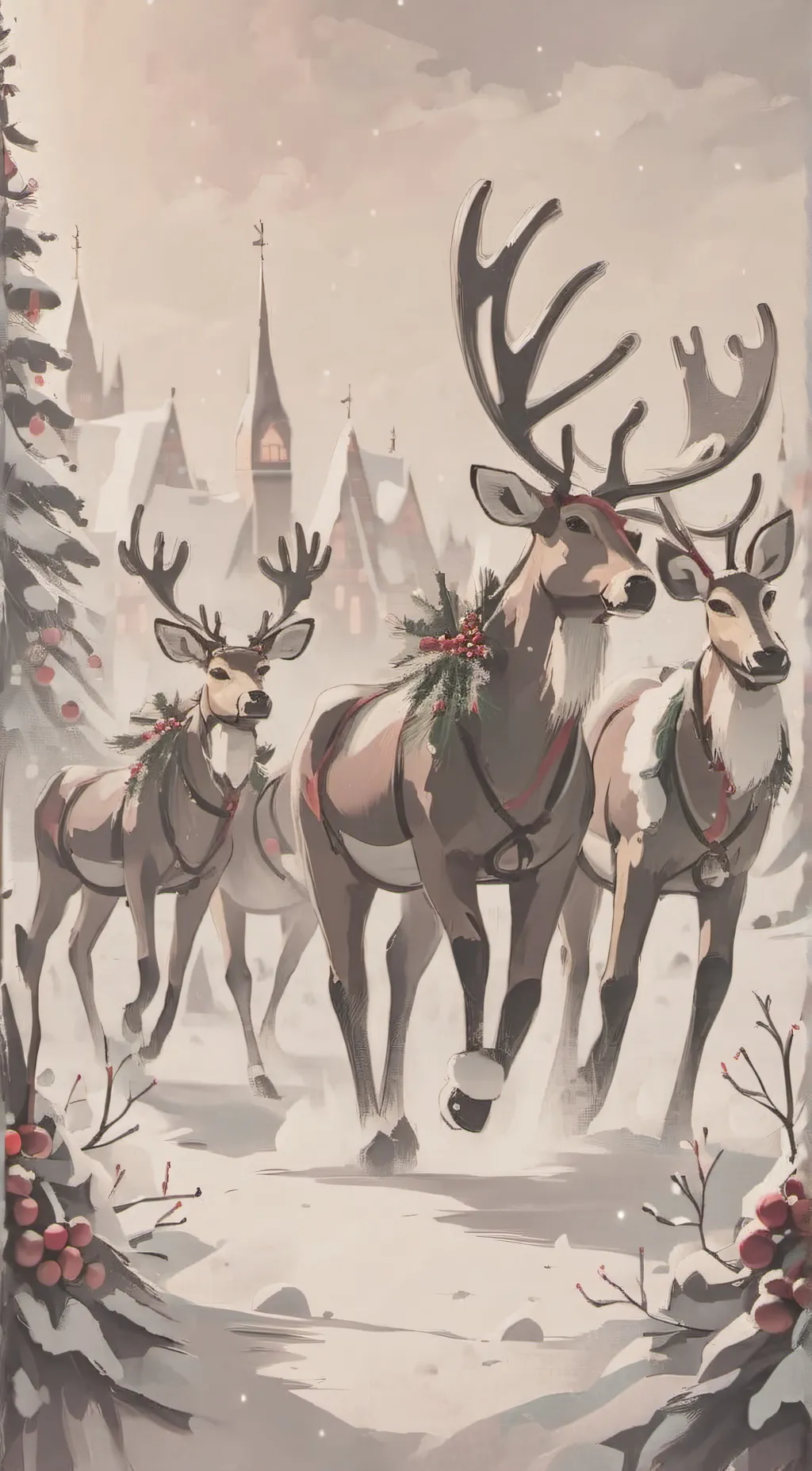 ai character: Santa reindeers background