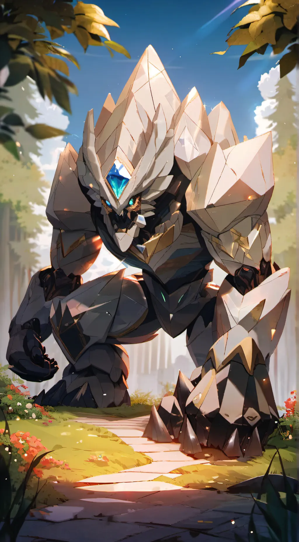 ai character: Stone dime golem background