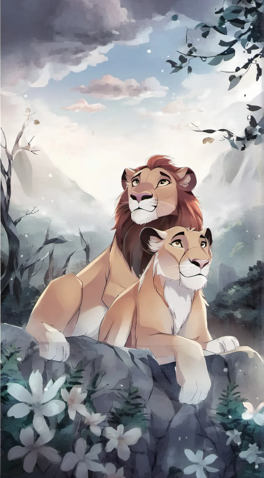 ai character: 👑Simba 👑Nala  background