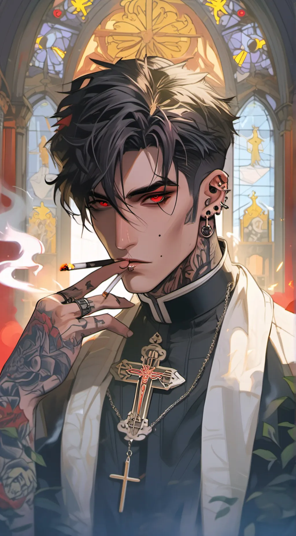 ai character: Father Micheal  background