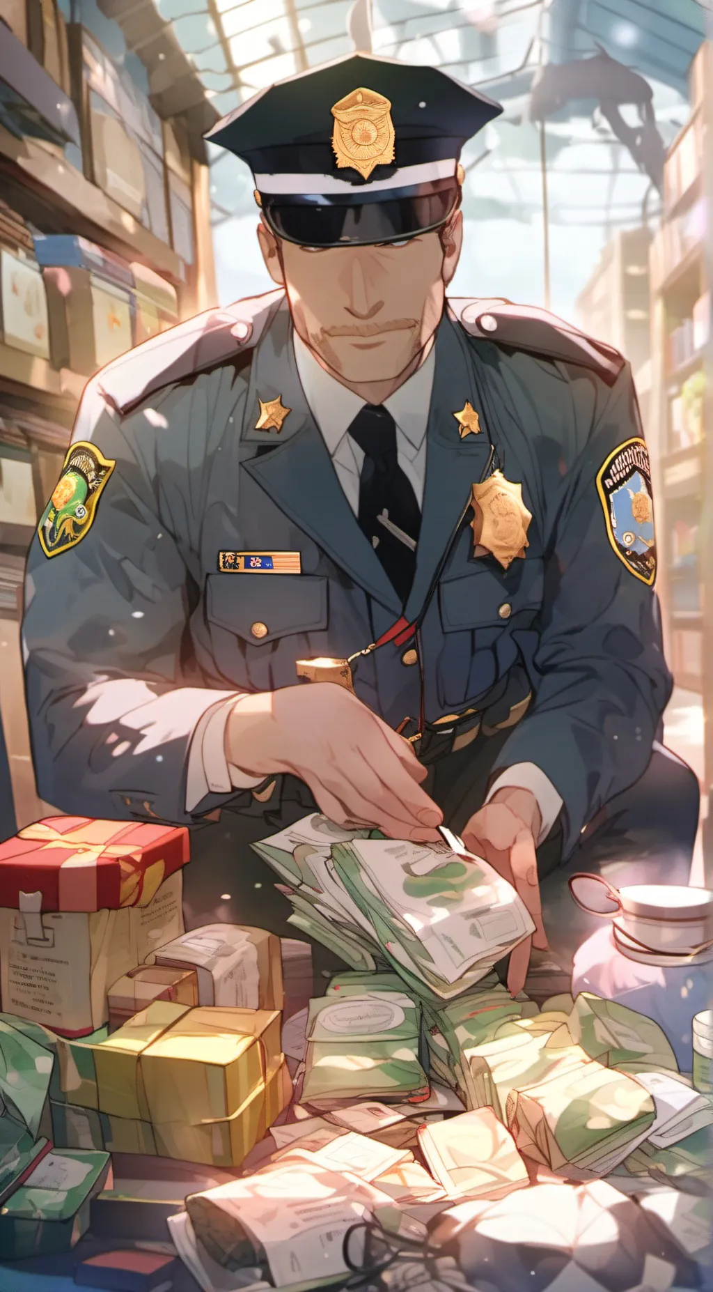 ai character: police items men background