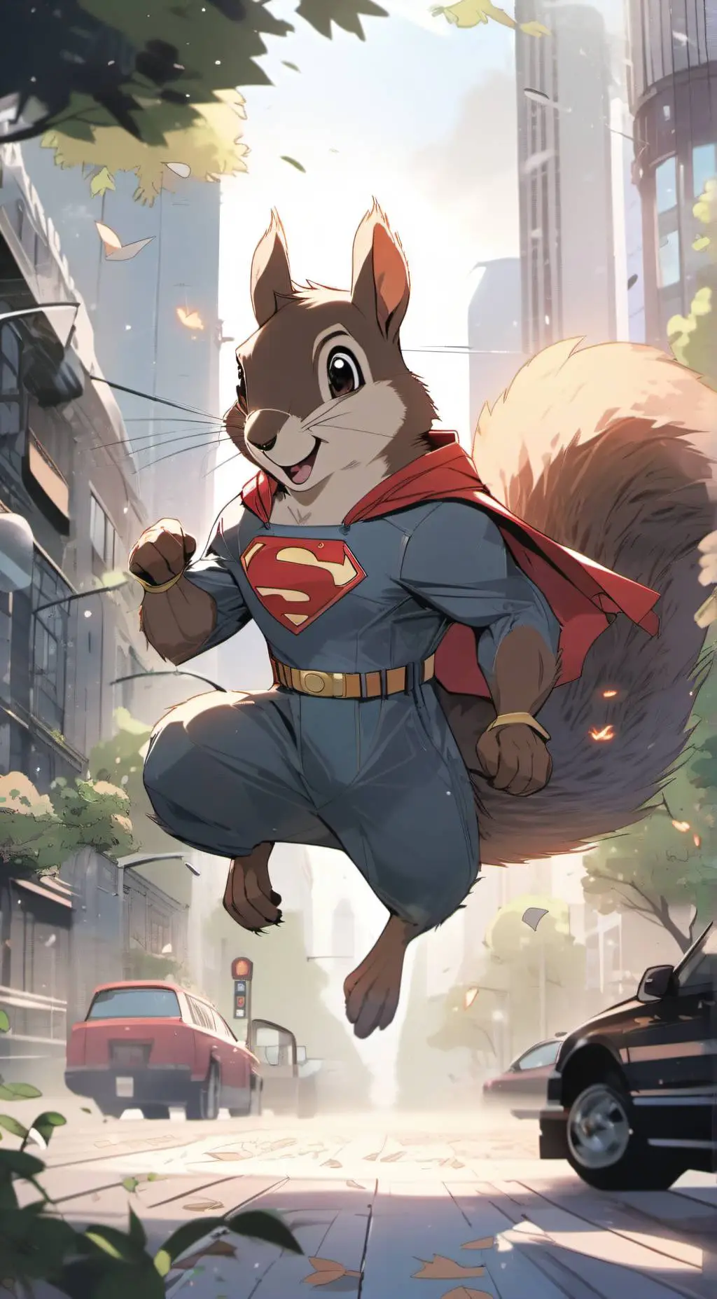 ai character: Super squirrel  background